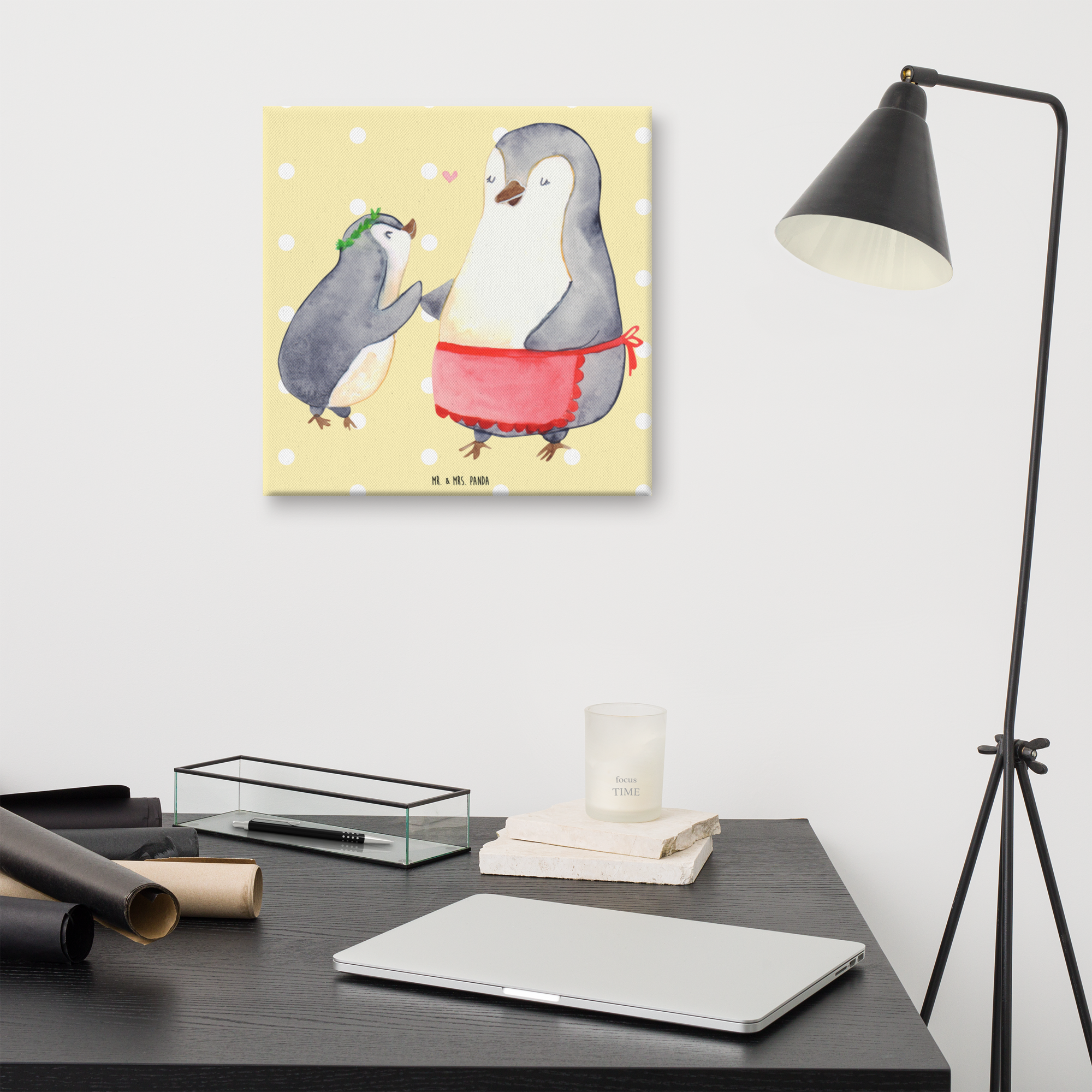 Leinwand Bild Pinguin mit Kind