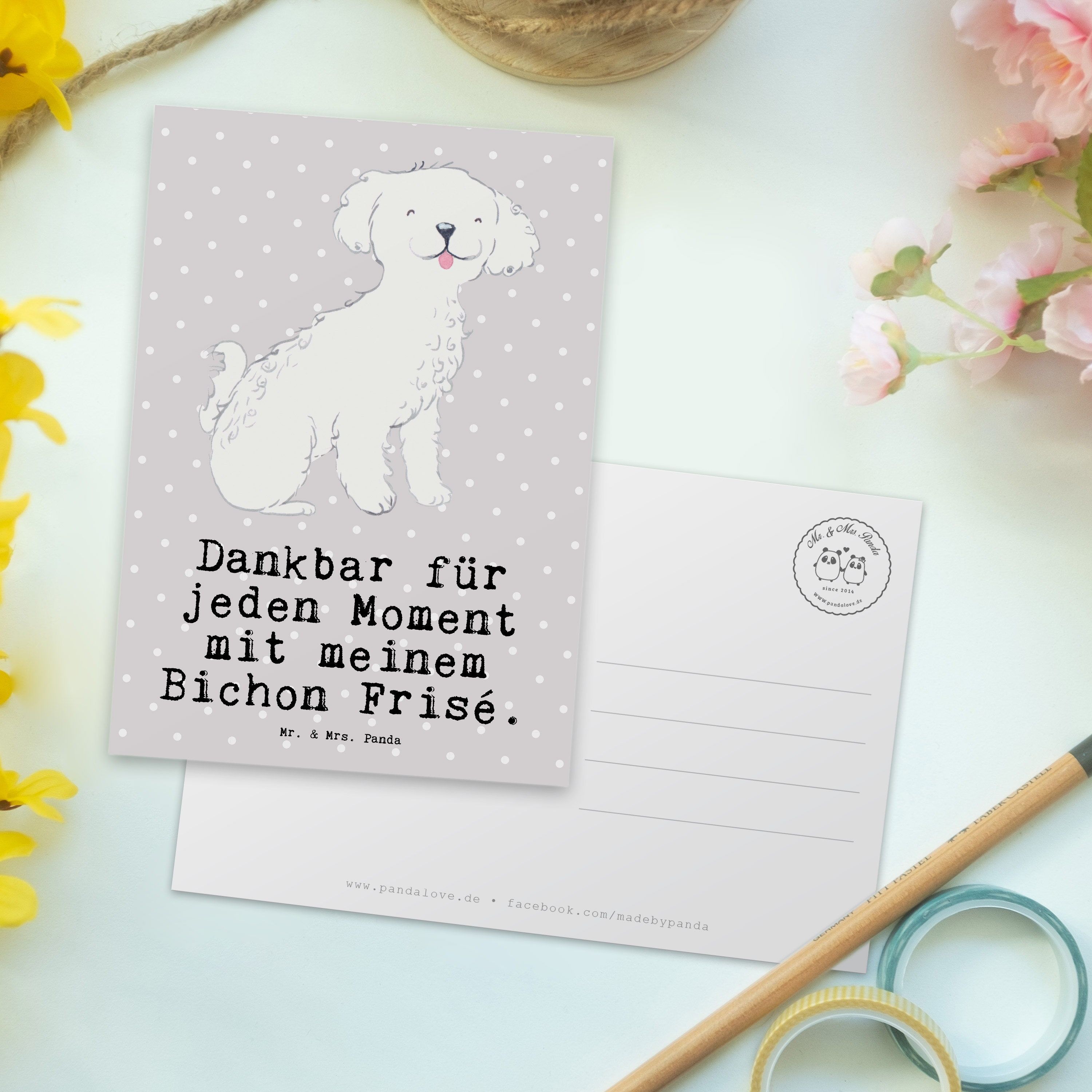 Postkarte Bichon Frisé Moment