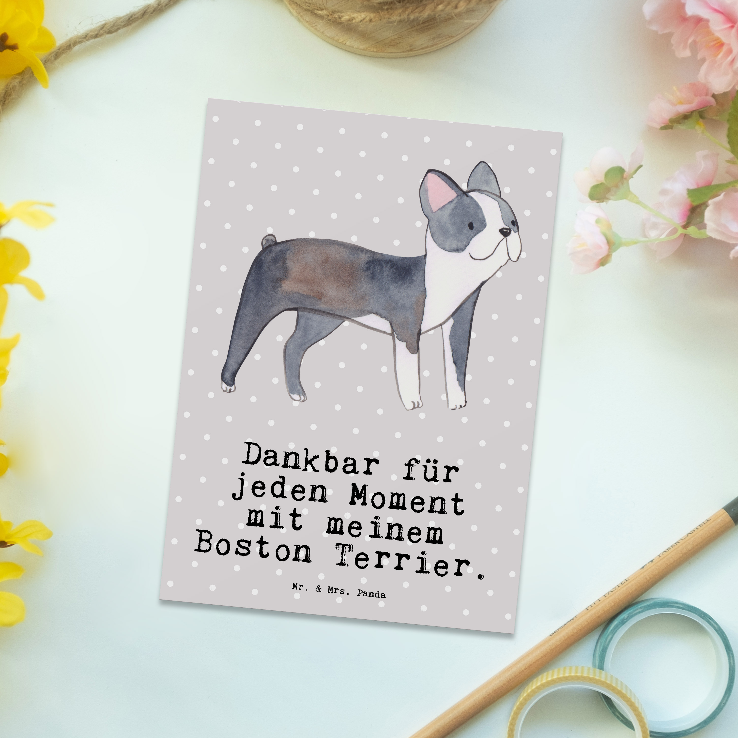 Postkarte Boston Terrier Moment