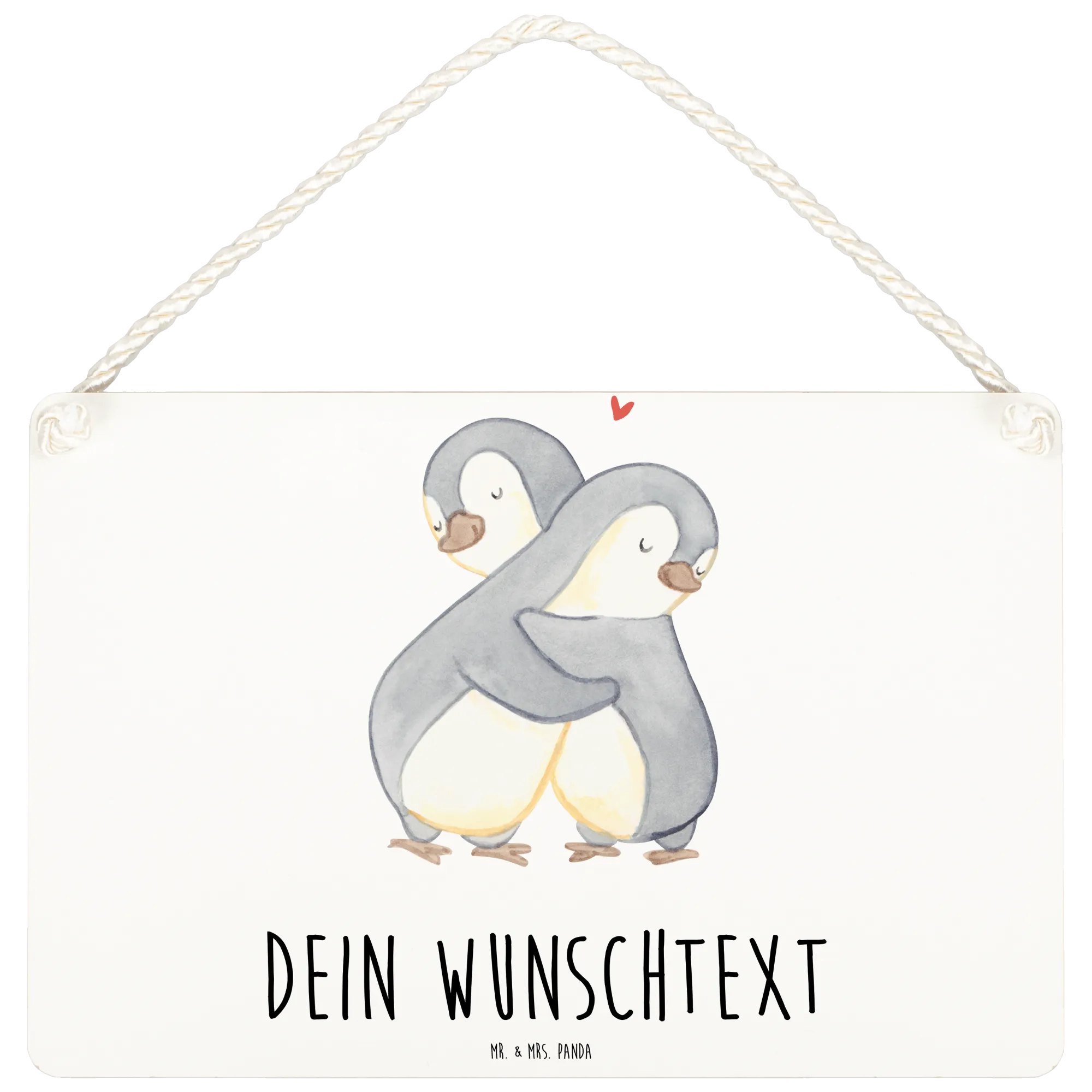 Personalisiertes Deko Schild Pinguine Kuscheln