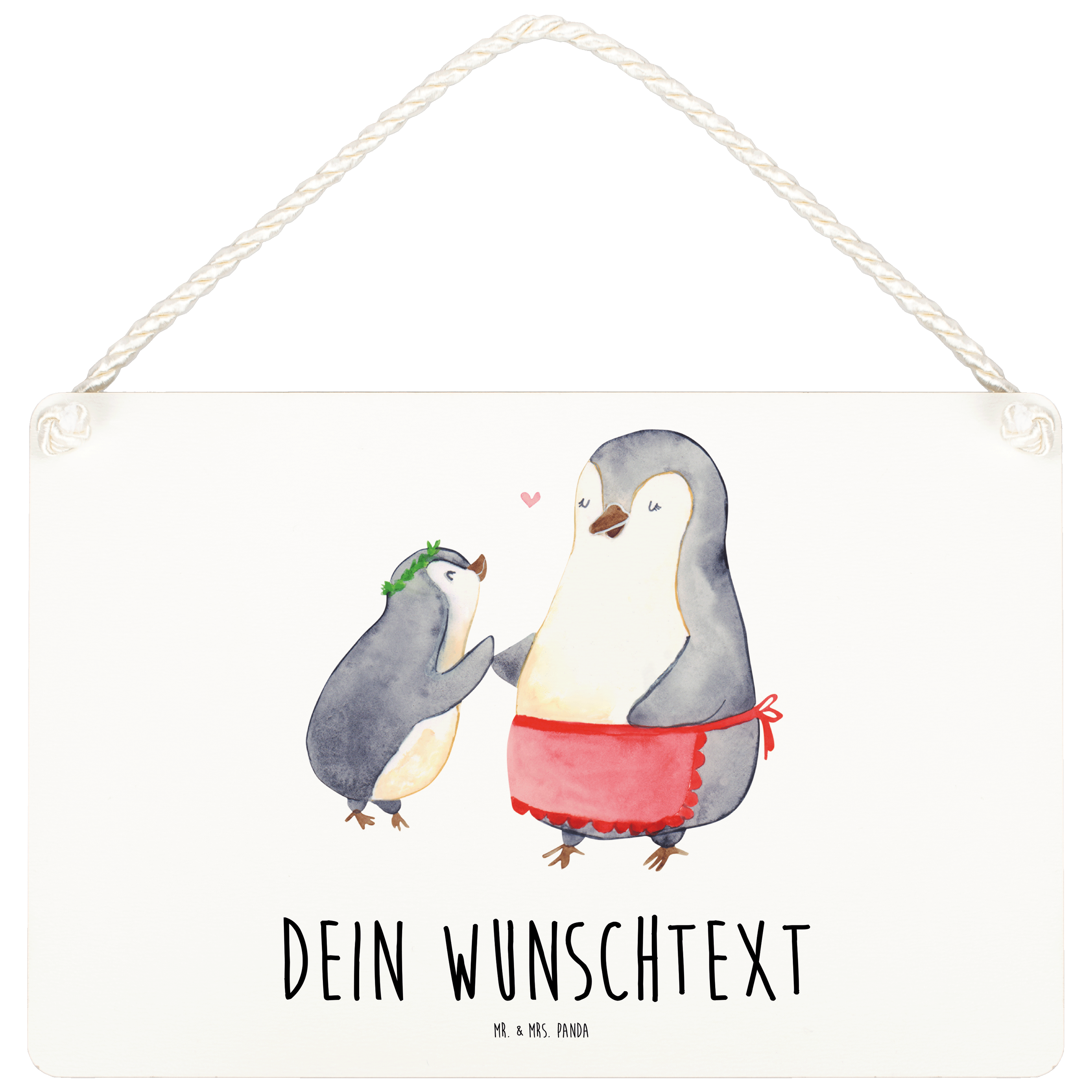 Personalisiertes Deko Schild Pinguin mit Kind