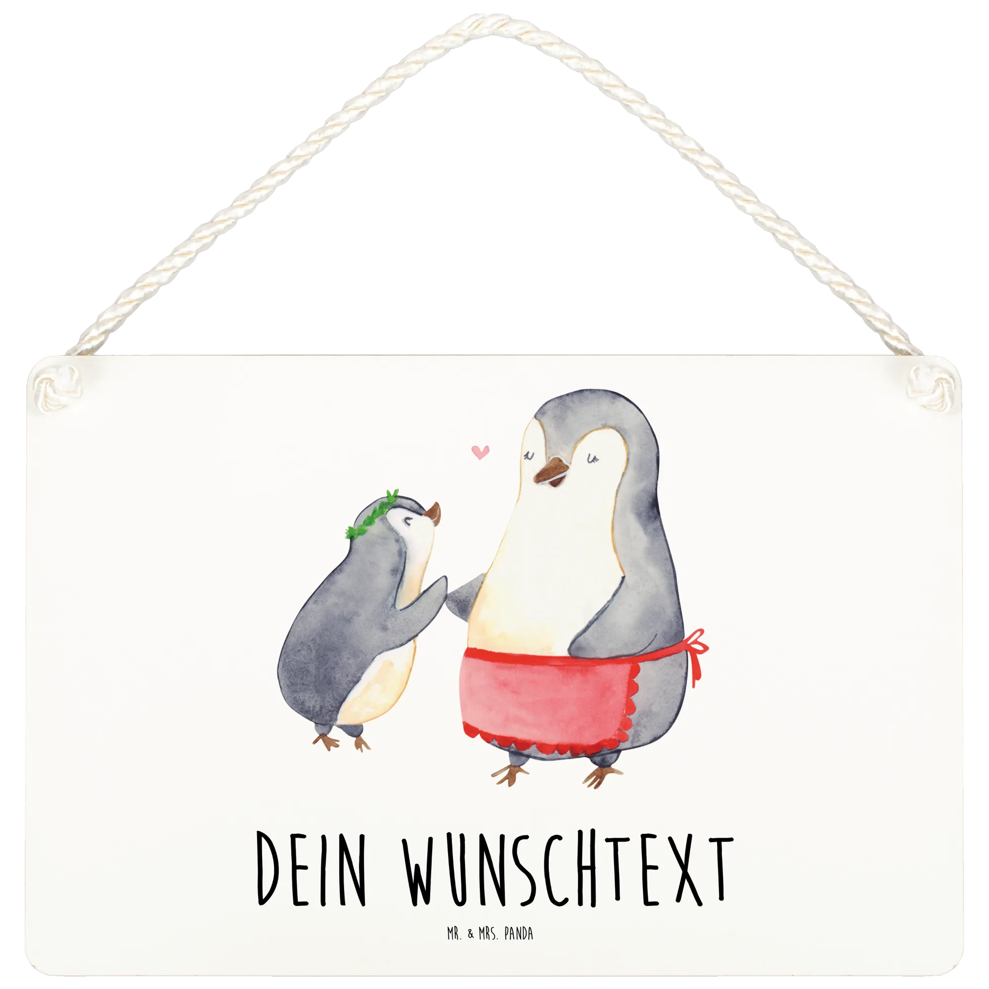 Personalisiertes Deko Schild Pinguin mit Kind