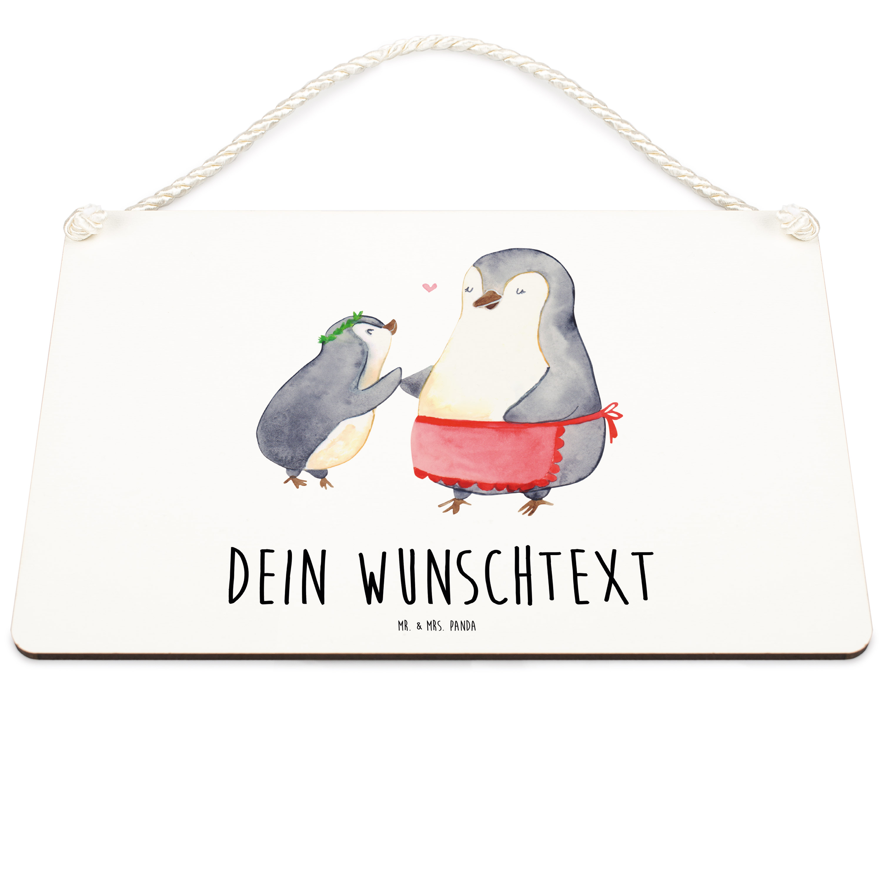 Personalisiertes Deko Schild Pinguin mit Kind