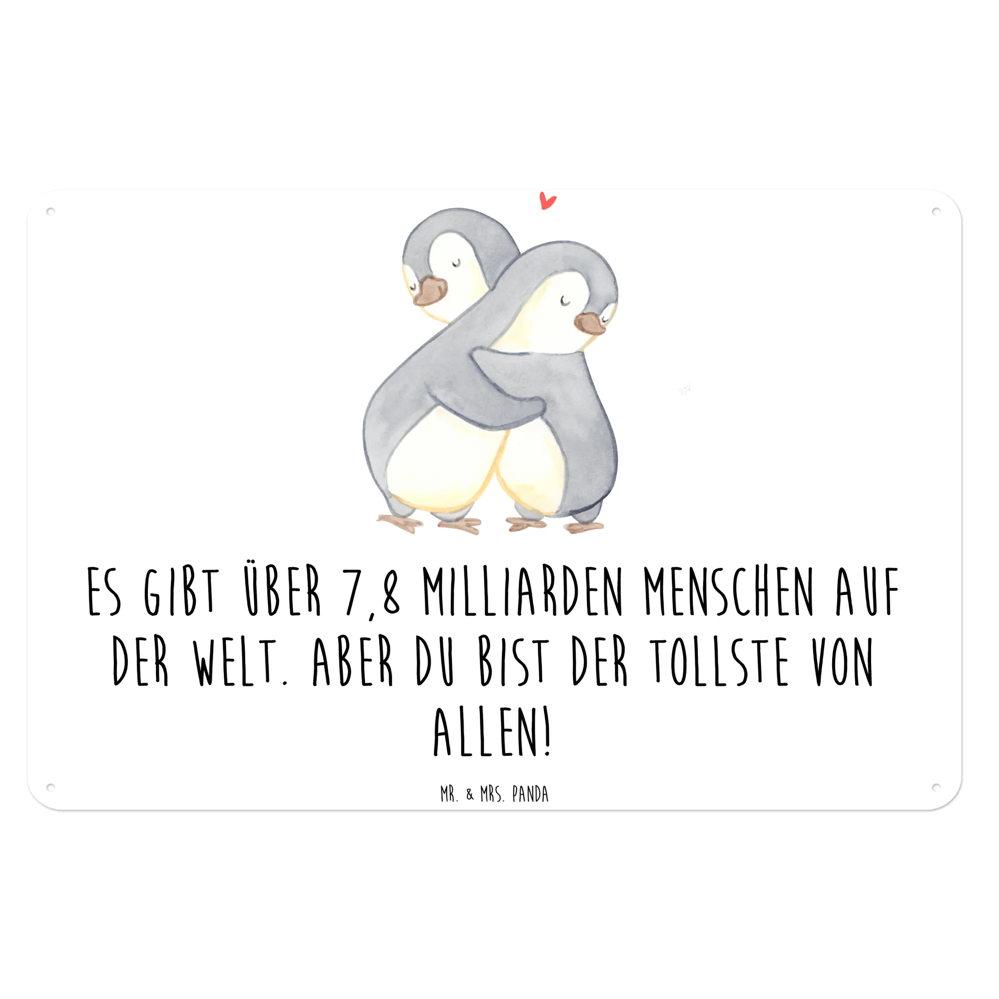 Blechschild Pinguine Kuscheln