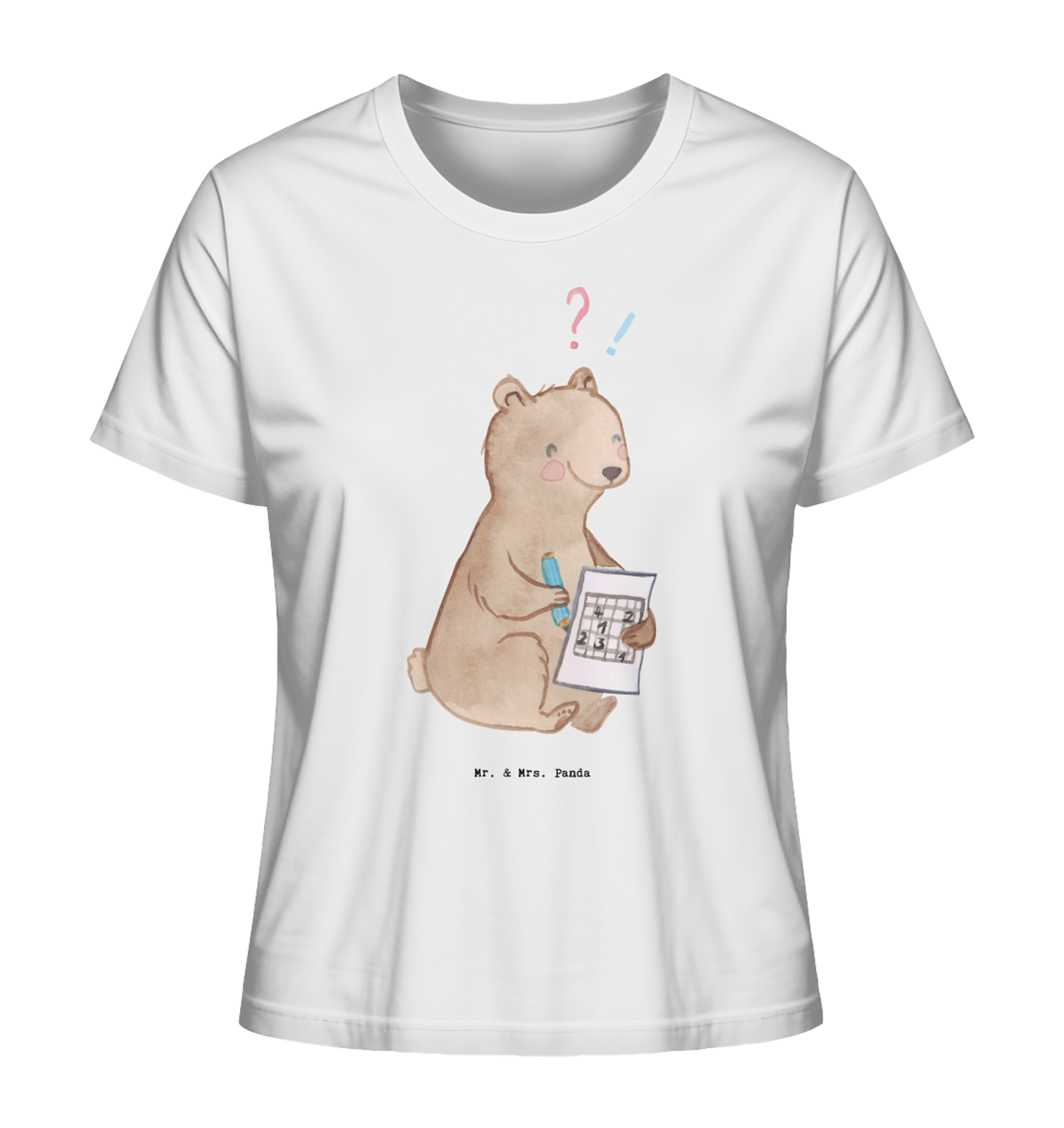 Shirt Damen Bär Rätsel lösen  - Geschenk Hobby Knobeln Dankeschön Gewinn