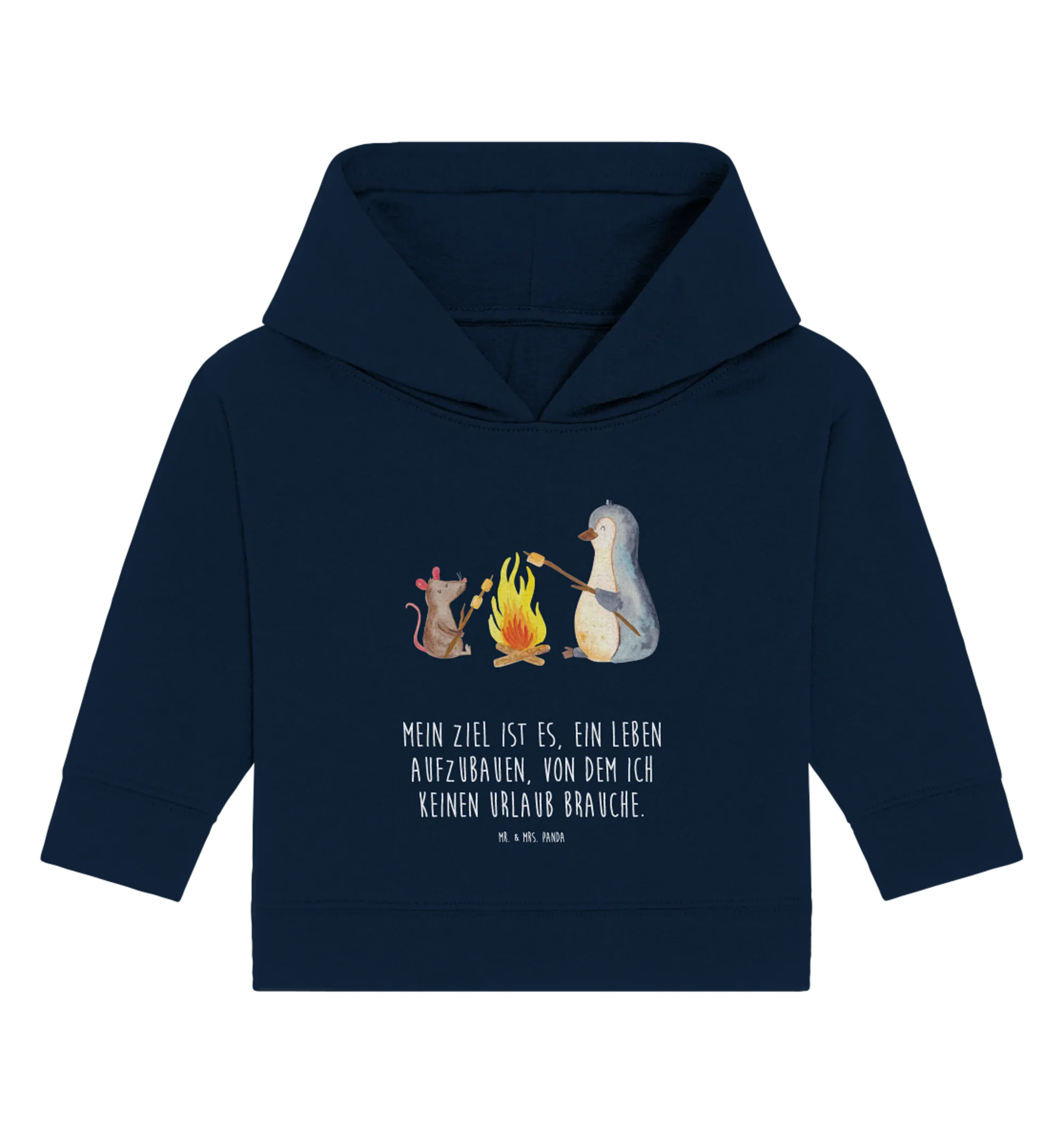 Organic Baby Hoodie Pinguin Lagerfeuer