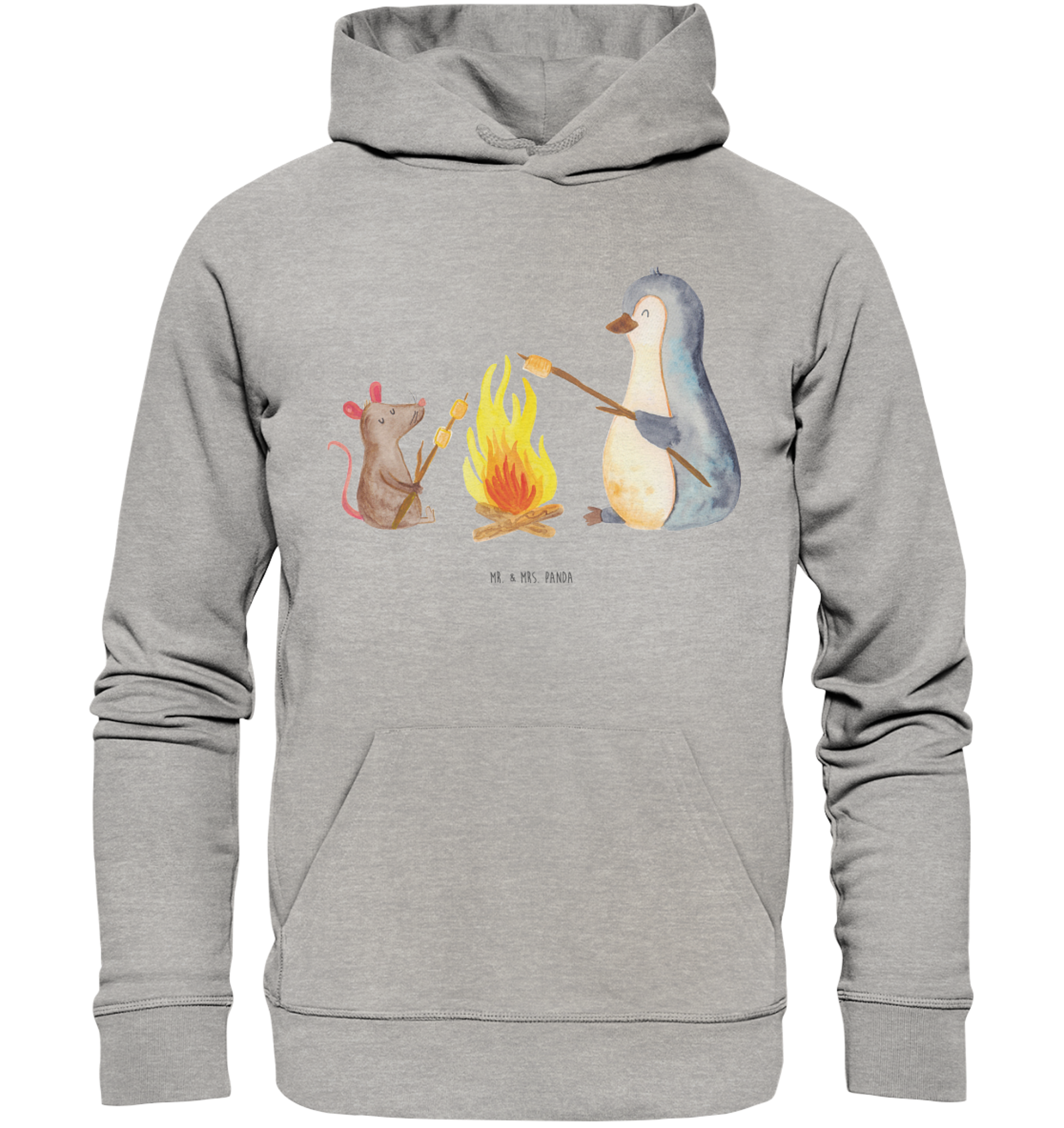 Organic Hoodie Pinguin Lagerfeuer Größe XS - Geschenk Männer Kapuzenpullover