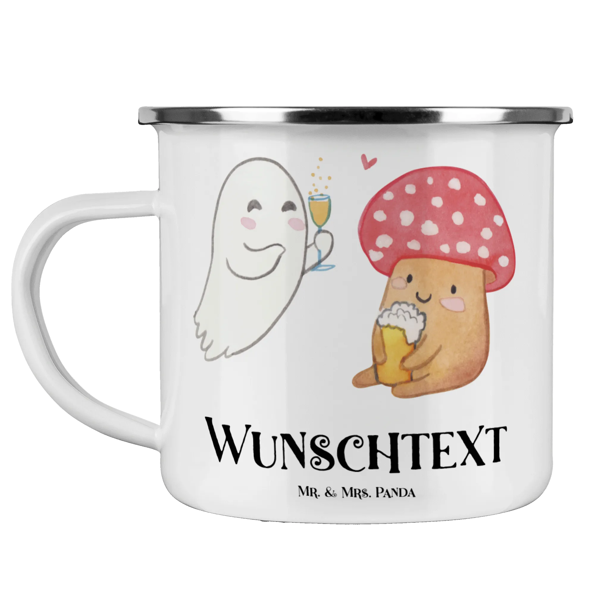 Personalisierte Emaille Tasse Gespenst  Prost