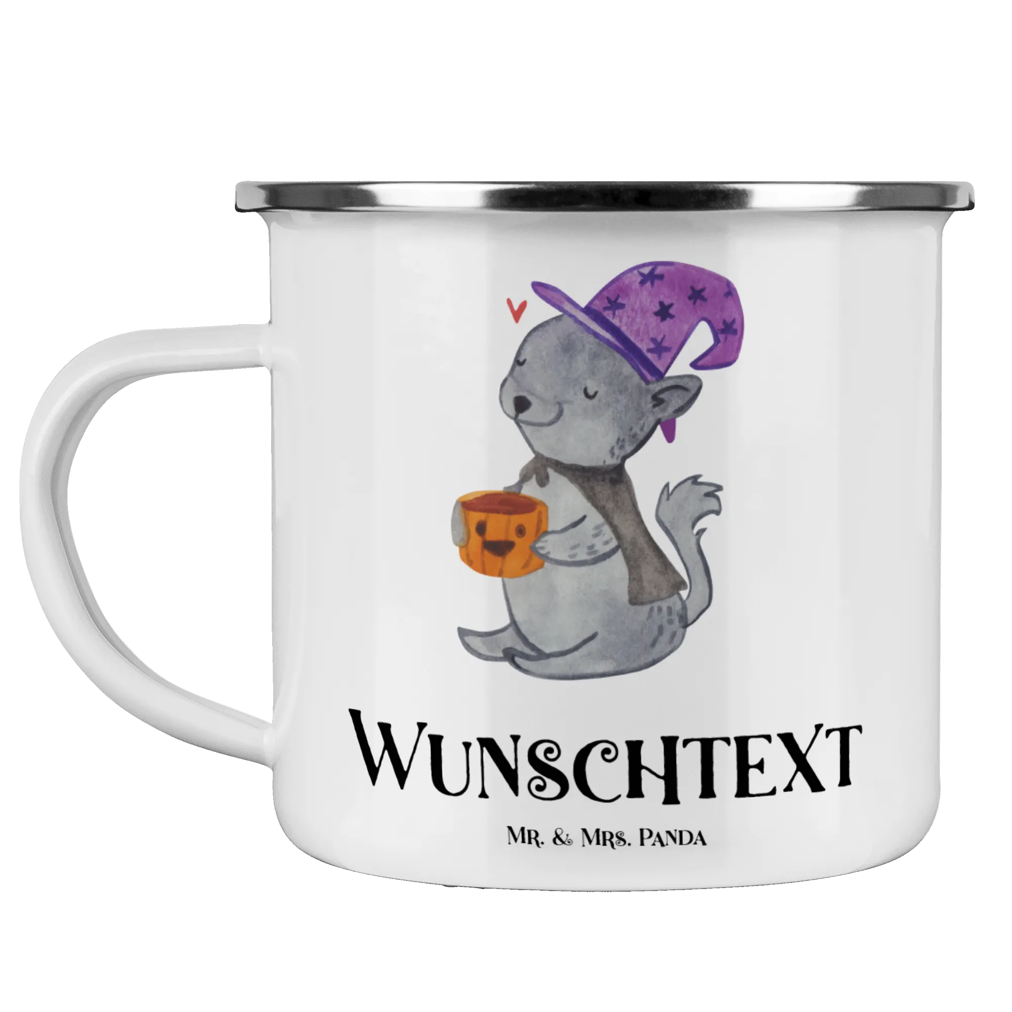 Personalisierte Emaille Tasse Kater Kaffee