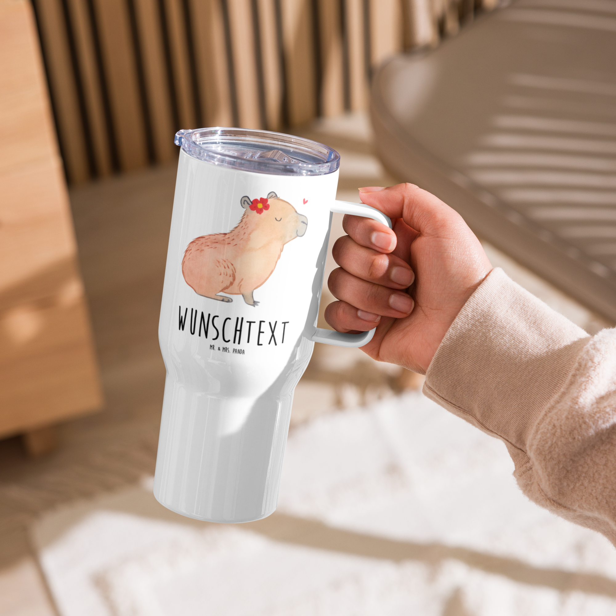 Personalisierter XXL Thermobecher Capybara Blume - Personalisierte Geschenke