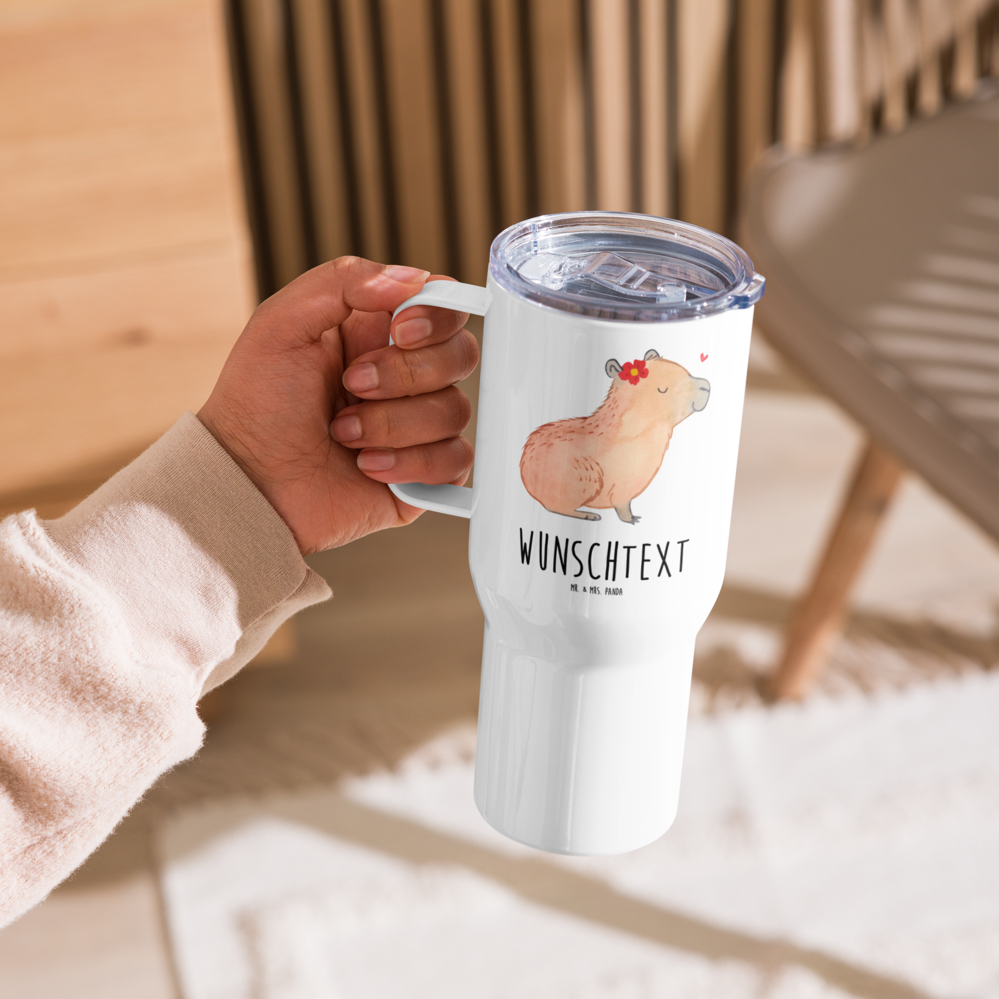 Personalisierter XXL Thermobecher Capybara Blume - Personalisierte Geschenke