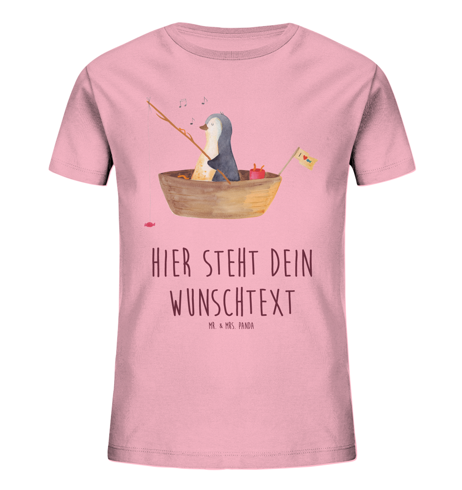 Personalisiertes Kinder T-Shirt Pinguin Angelboot