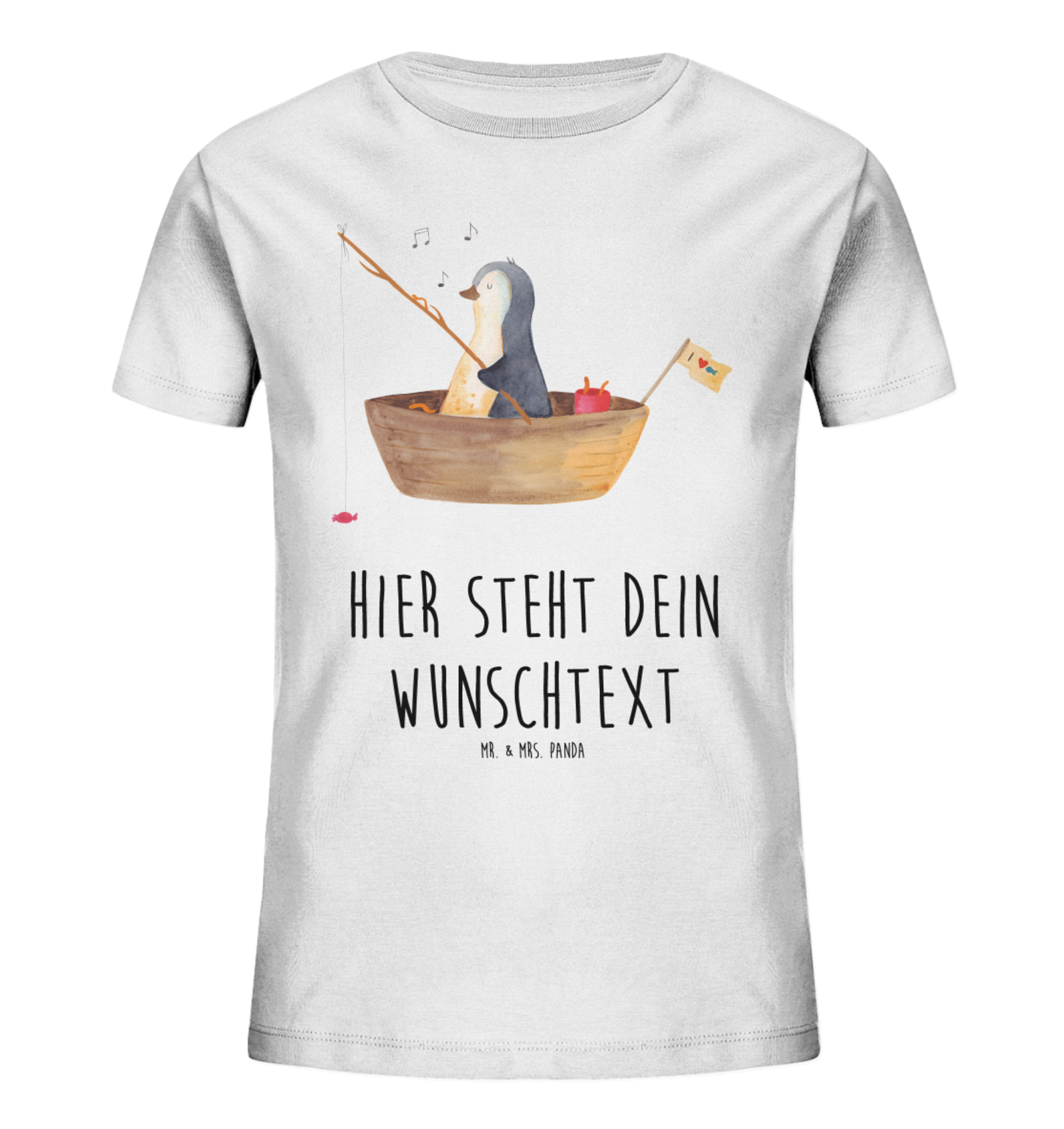 Personalisiertes Kinder T-Shirt Pinguin Angelboot