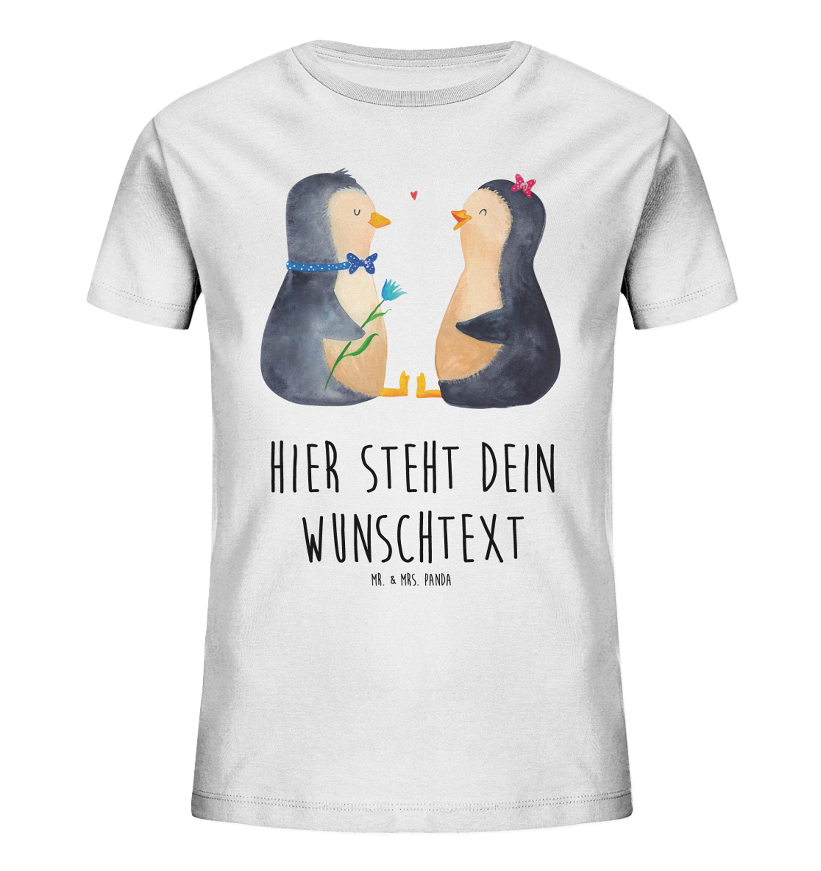 Personalisiertes Kinder T-Shirt Pinguin Pärchen