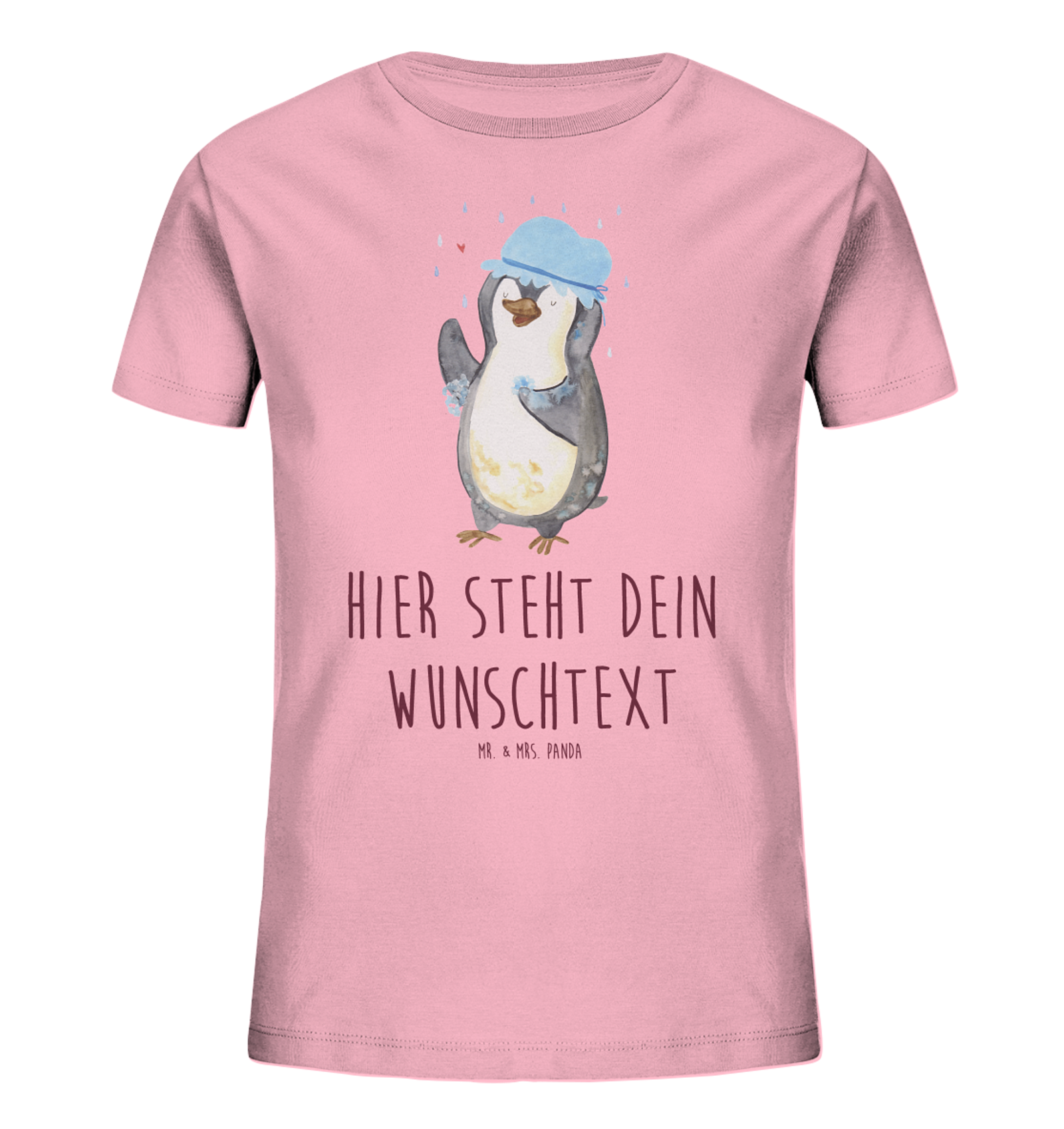 Personalisiertes Kinder T-Shirt Pinguin Duschen