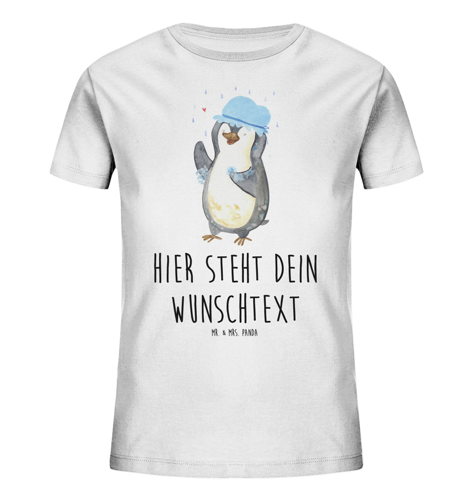 Personalisiertes Kinder T-Shirt Pinguin Duschen