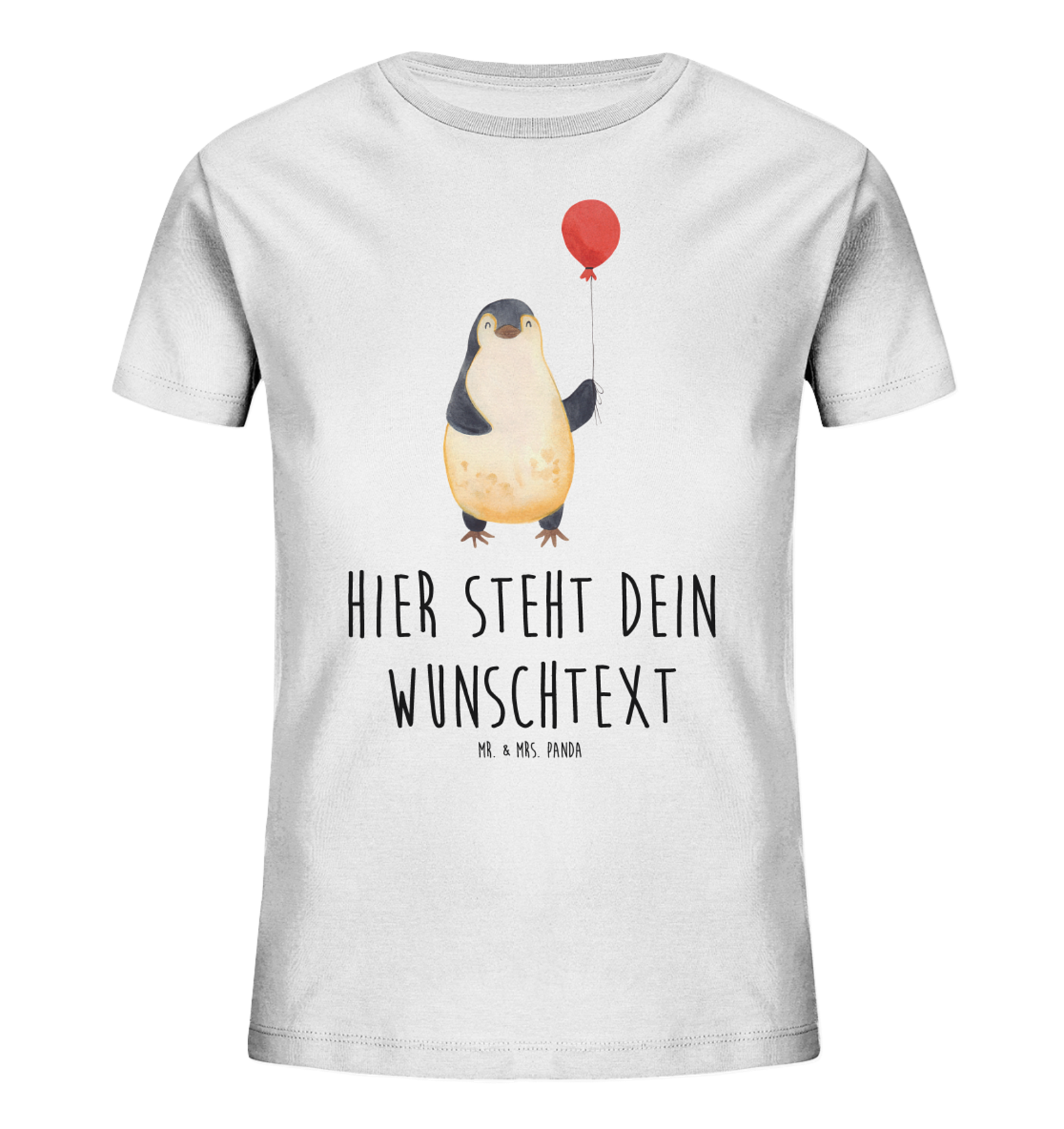 Personalisiertes Kinder T-Shirt Pinguin Luftballon