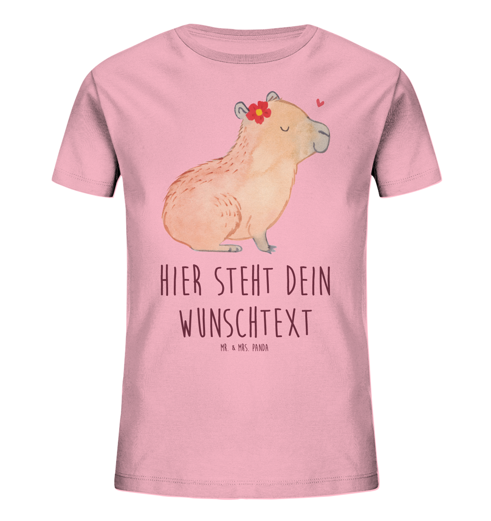 Personalisiertes Kinder T-Shirt Capybara Blume