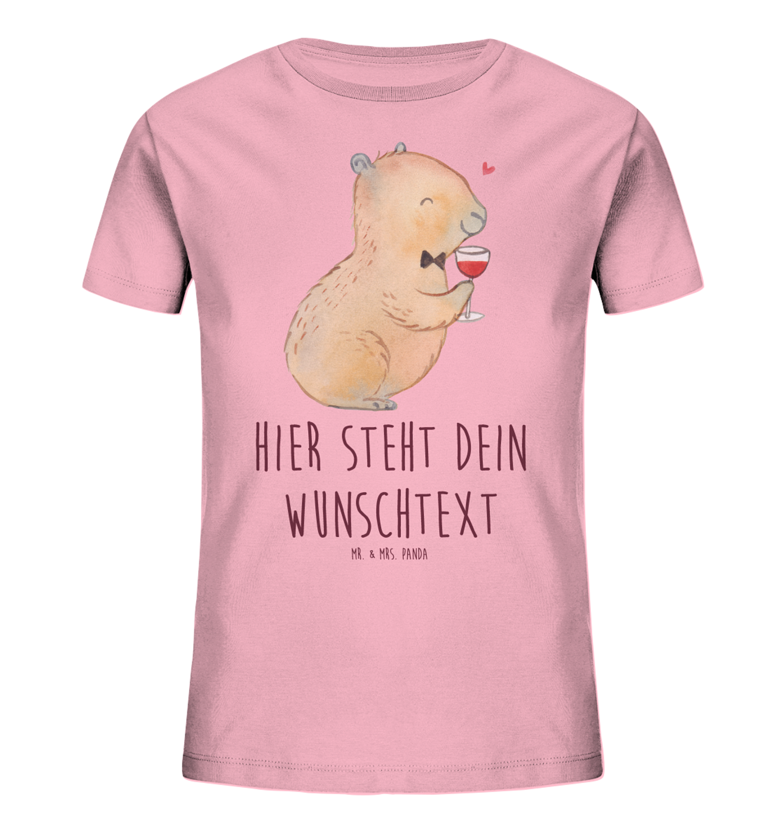 Personalisiertes Kinder T-Shirt Capybara Wein