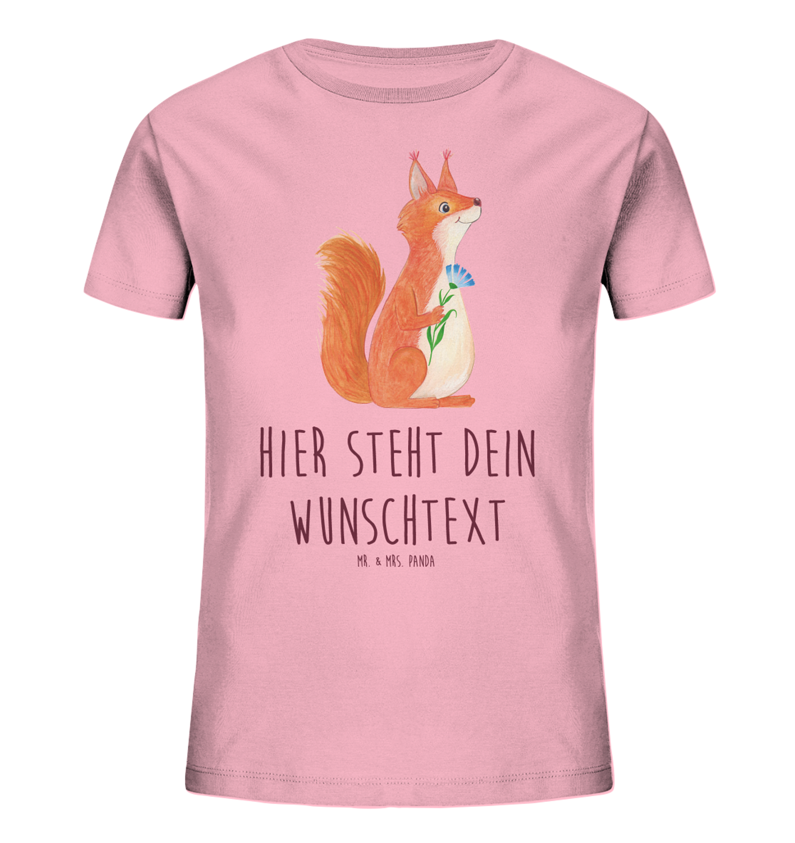 Personalisiertes Kinder T-Shirt Eichhörnchen Blume