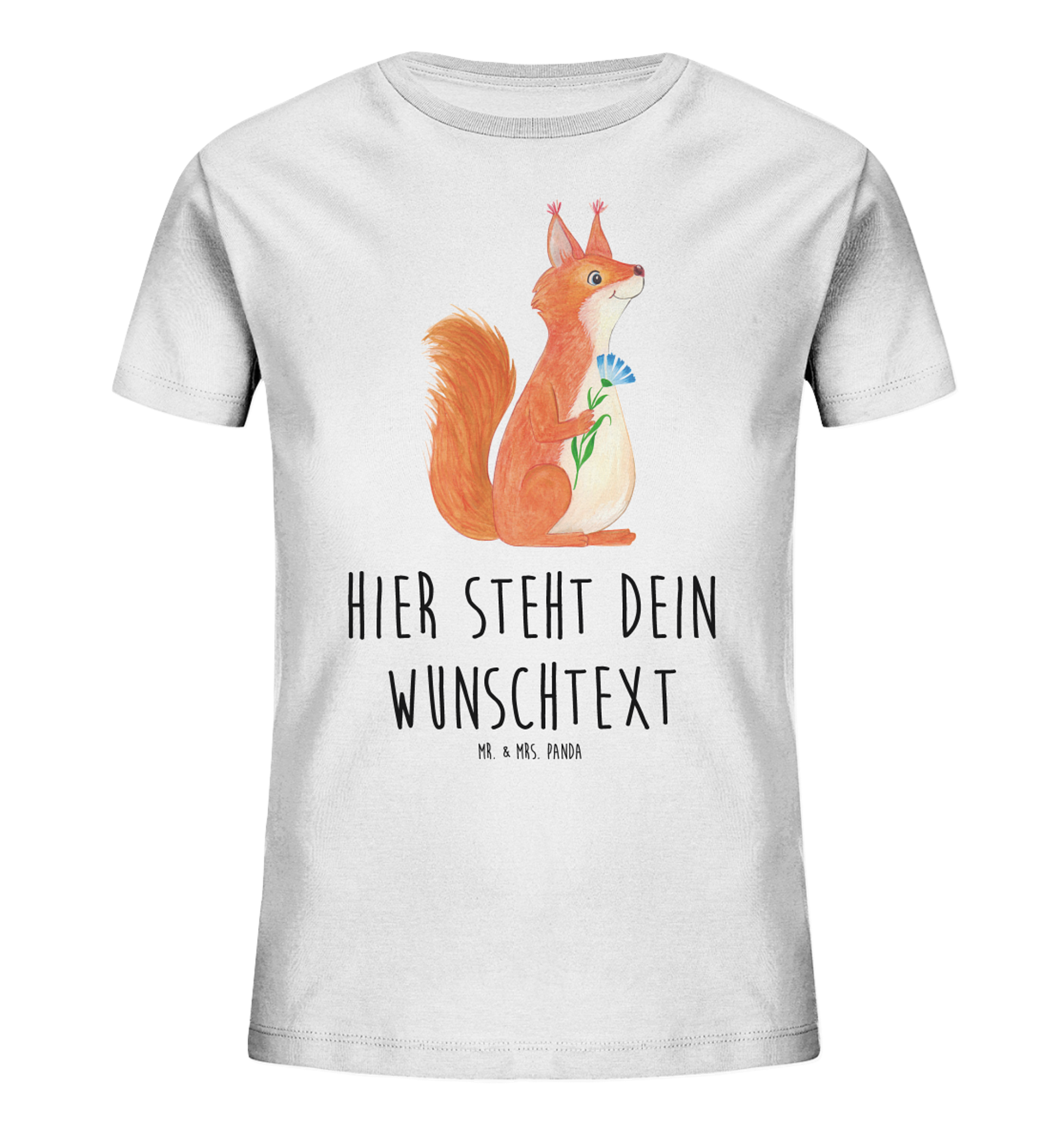 Personalisiertes Kinder T-Shirt Eichhörnchen Blume