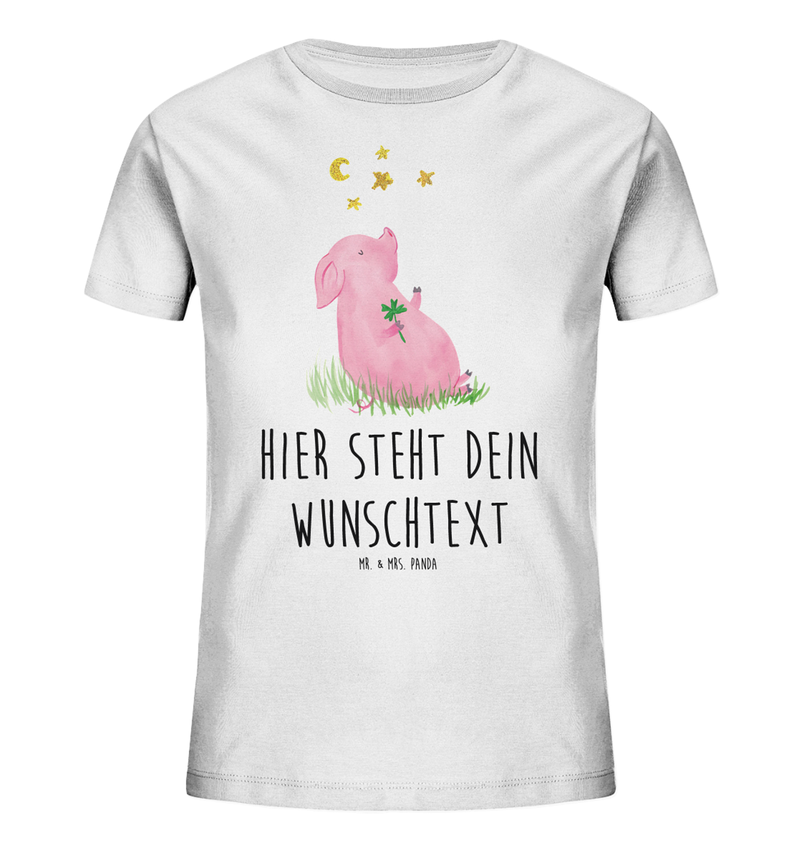 Personalisiertes Kinder T-Shirt Schwein Glück