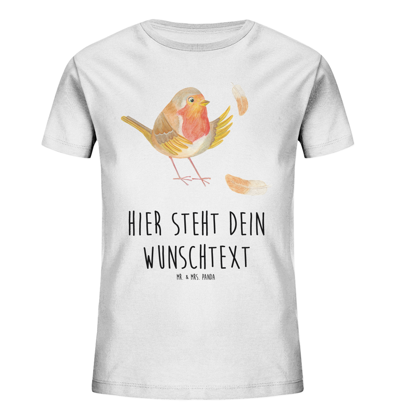 Personalisiertes Kinder T-Shirt Rotkehlchen Federn