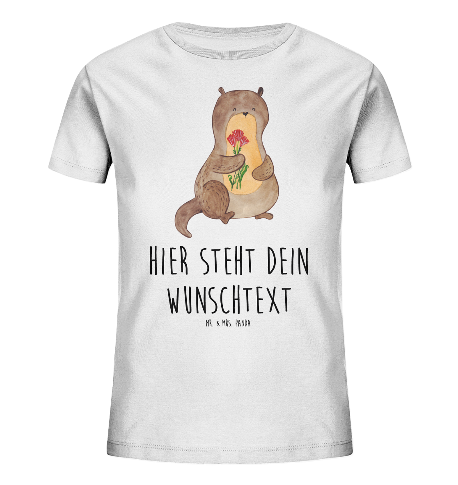 Personalisiertes Kinder T-Shirt Otter Blumenstrauß