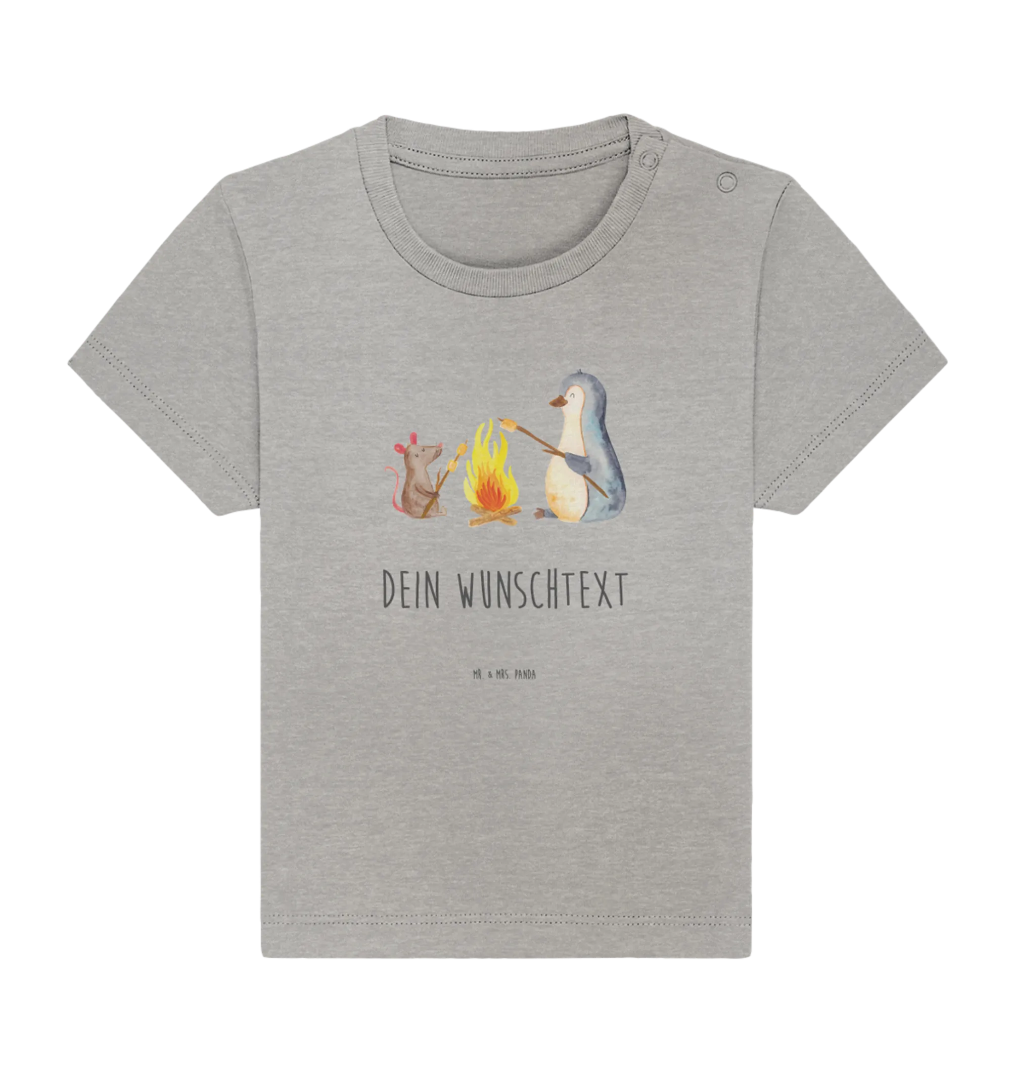 Personalisiertes Baby Shirt Pinguin Lagerfeuer