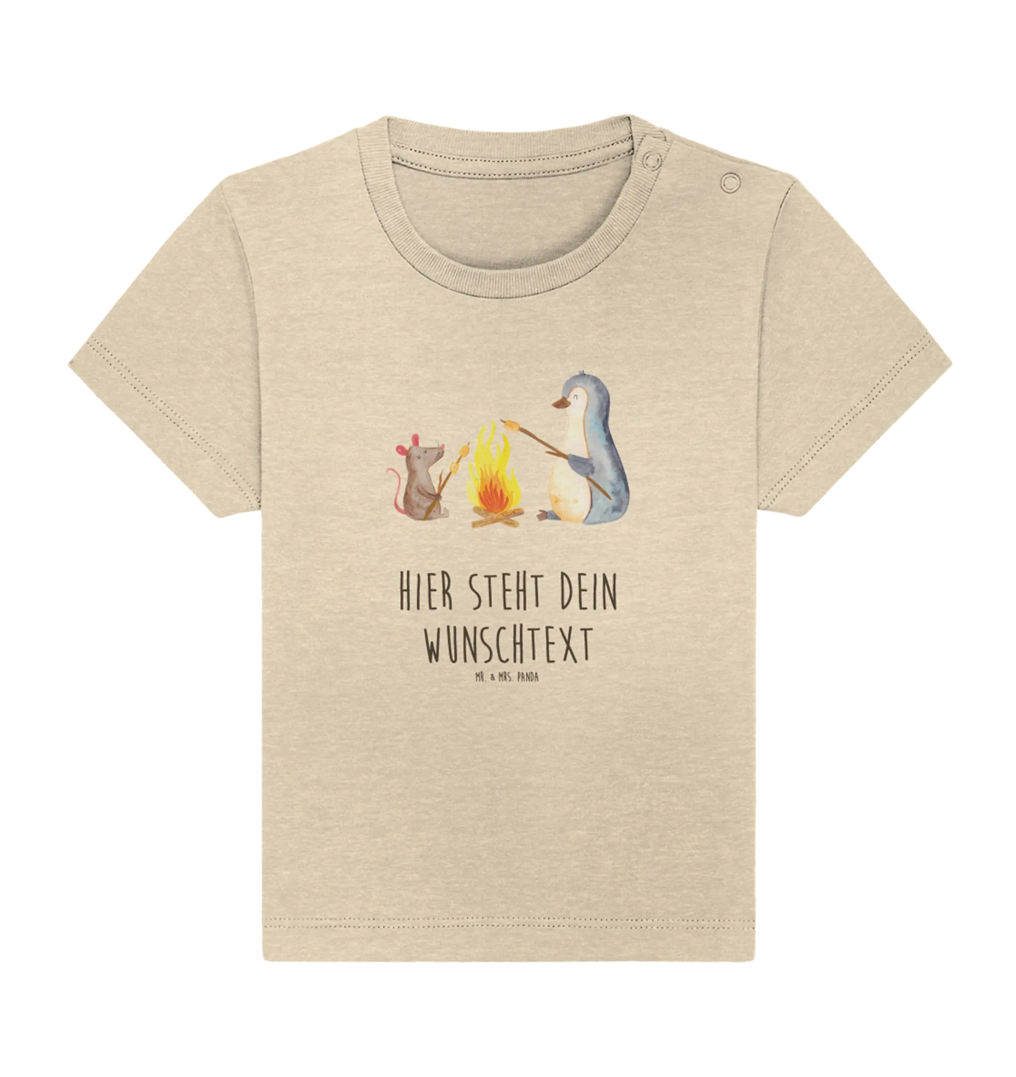 Personalisiertes Baby Shirt Pinguin Lagerfeuer