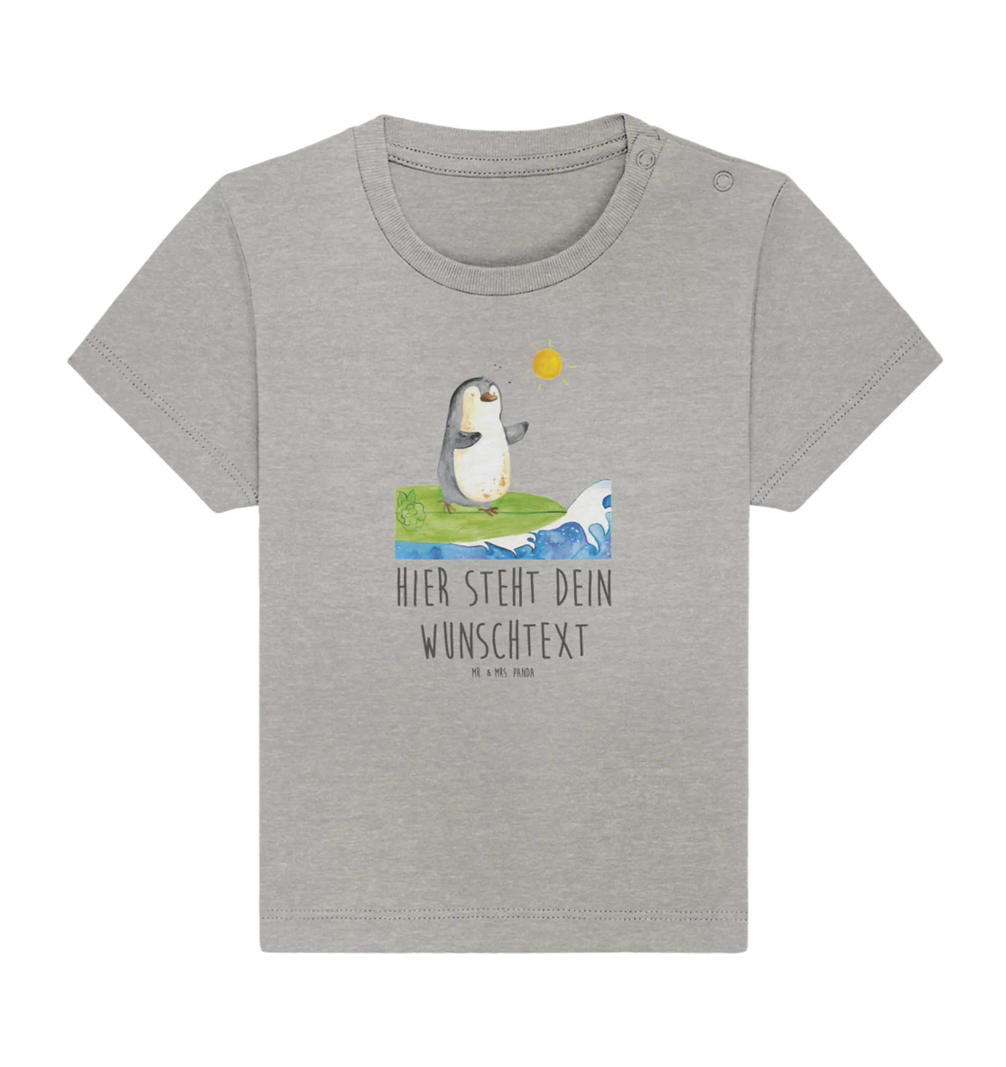 Personalisiertes Baby Shirt Pinguin Surfer