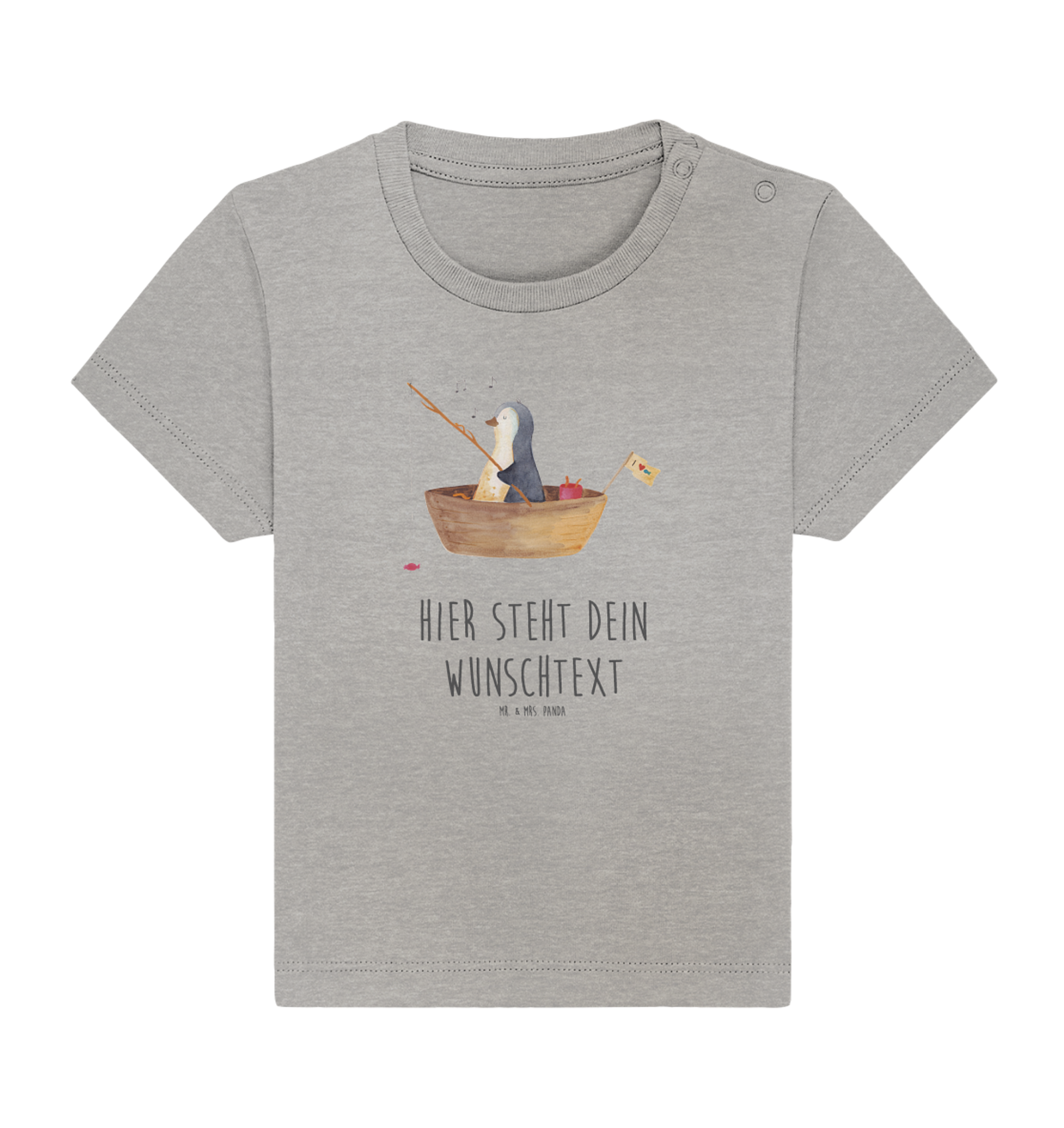 Personalisiertes Baby Shirt Pinguin Angelboot