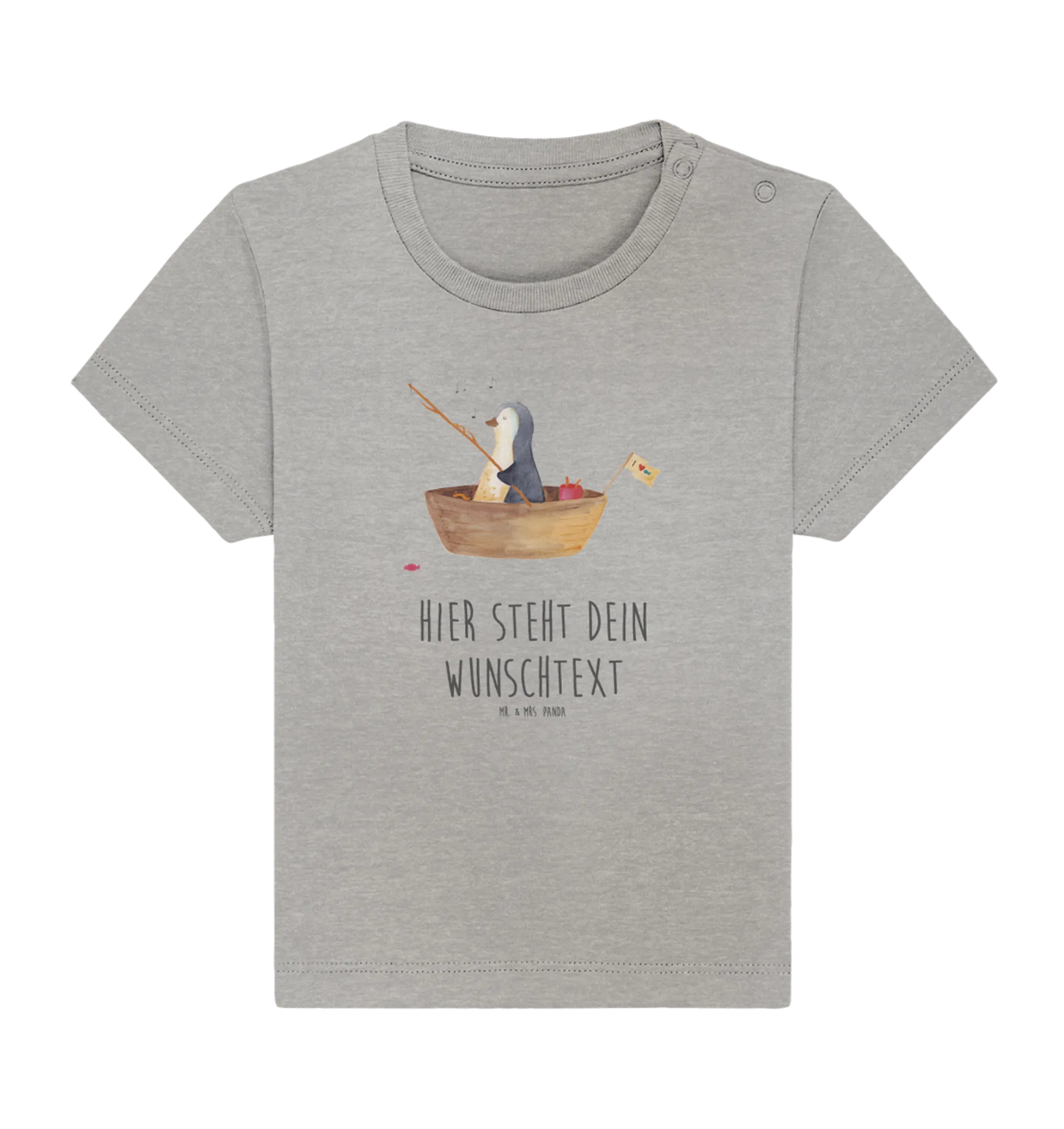 Personalisiertes Baby Shirt Pinguin Angelboot