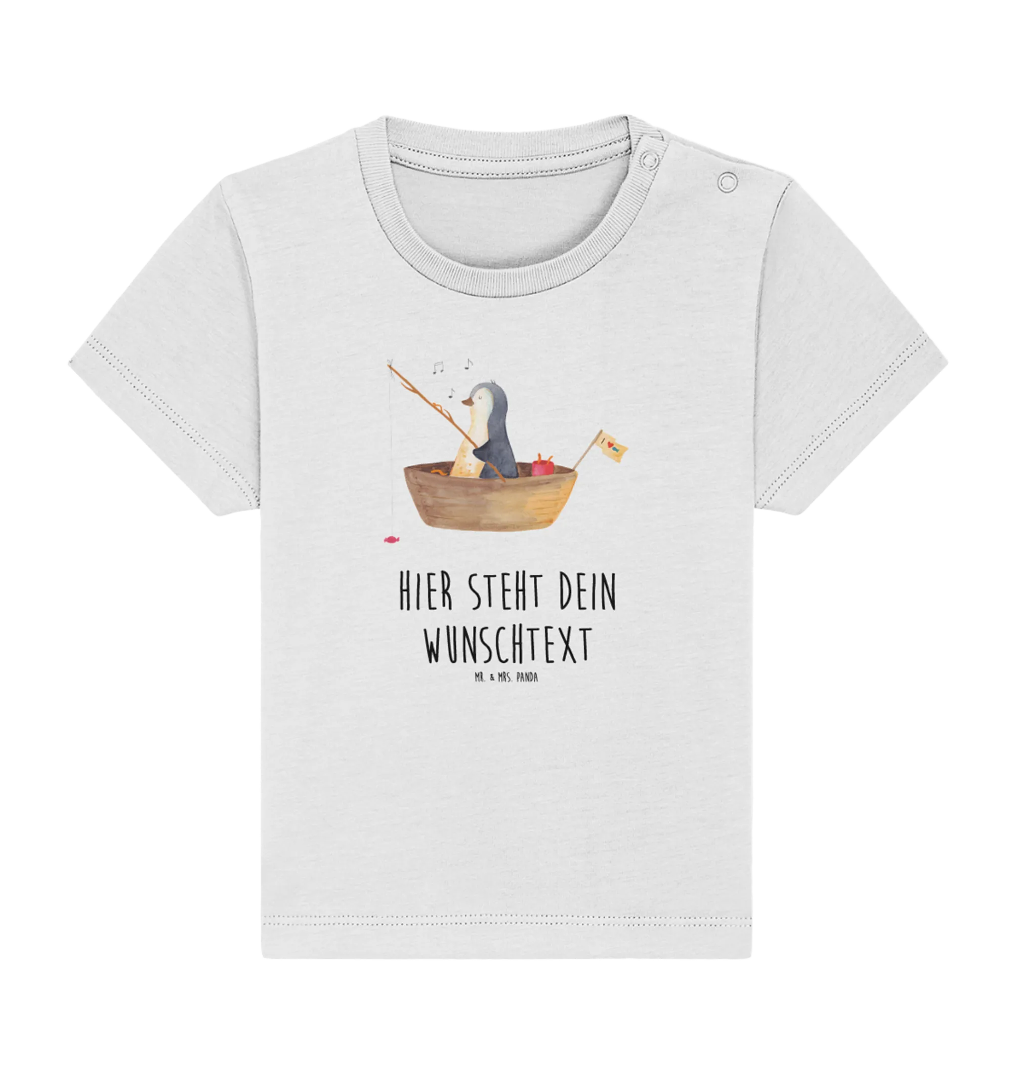 Personalisiertes Baby Shirt Pinguin Angelboot