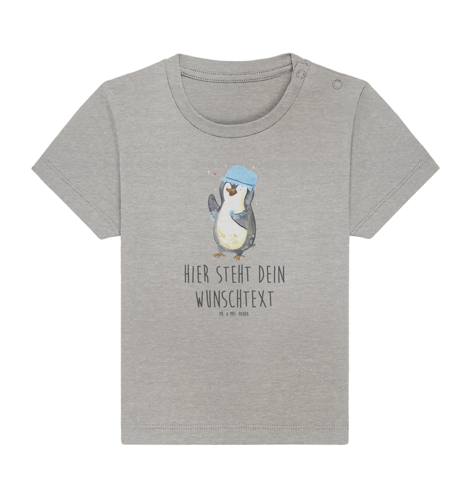 Personalisiertes Baby Shirt Pinguin Duschen