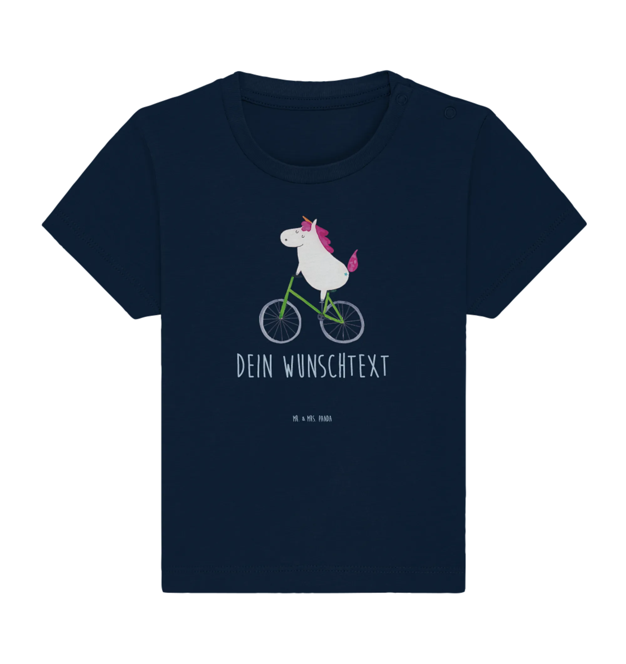 Personalisiertes Baby Shirt Einhorn Radfahrer