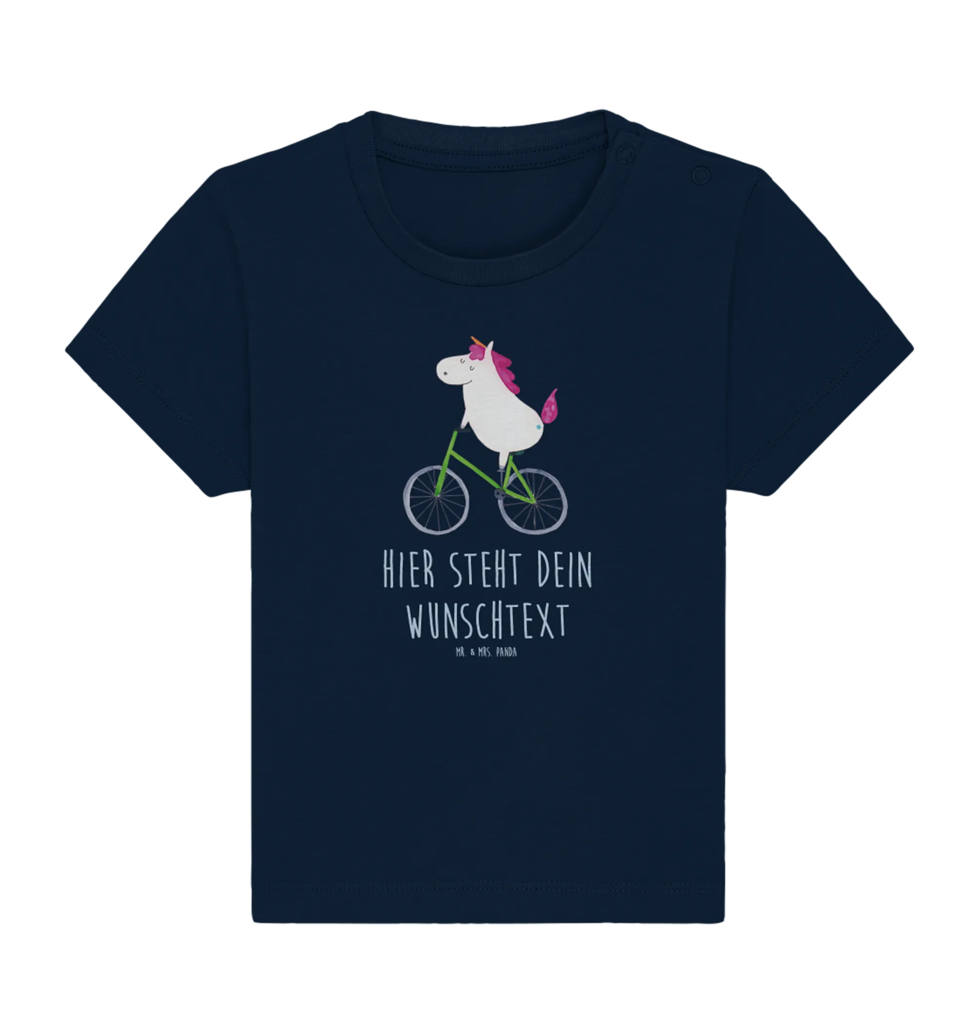 Personalisiertes Baby Shirt Einhorn Radfahrer