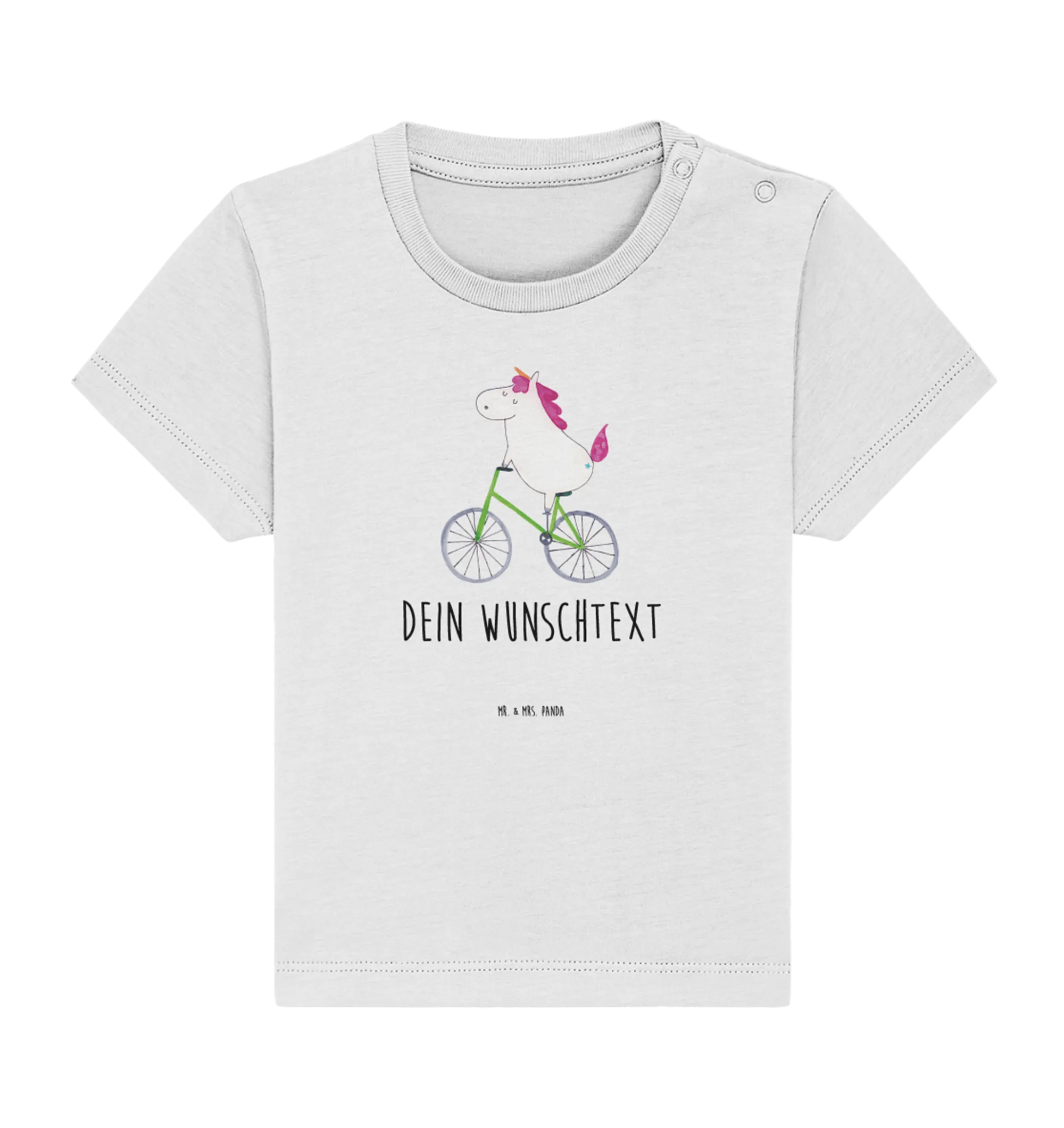 Personalisiertes Baby Shirt Einhorn Radfahrer