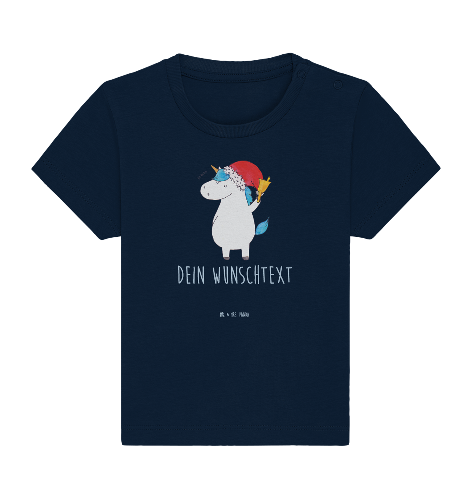 Personalisiertes Baby Shirt Einhorn Weihnachtsmann