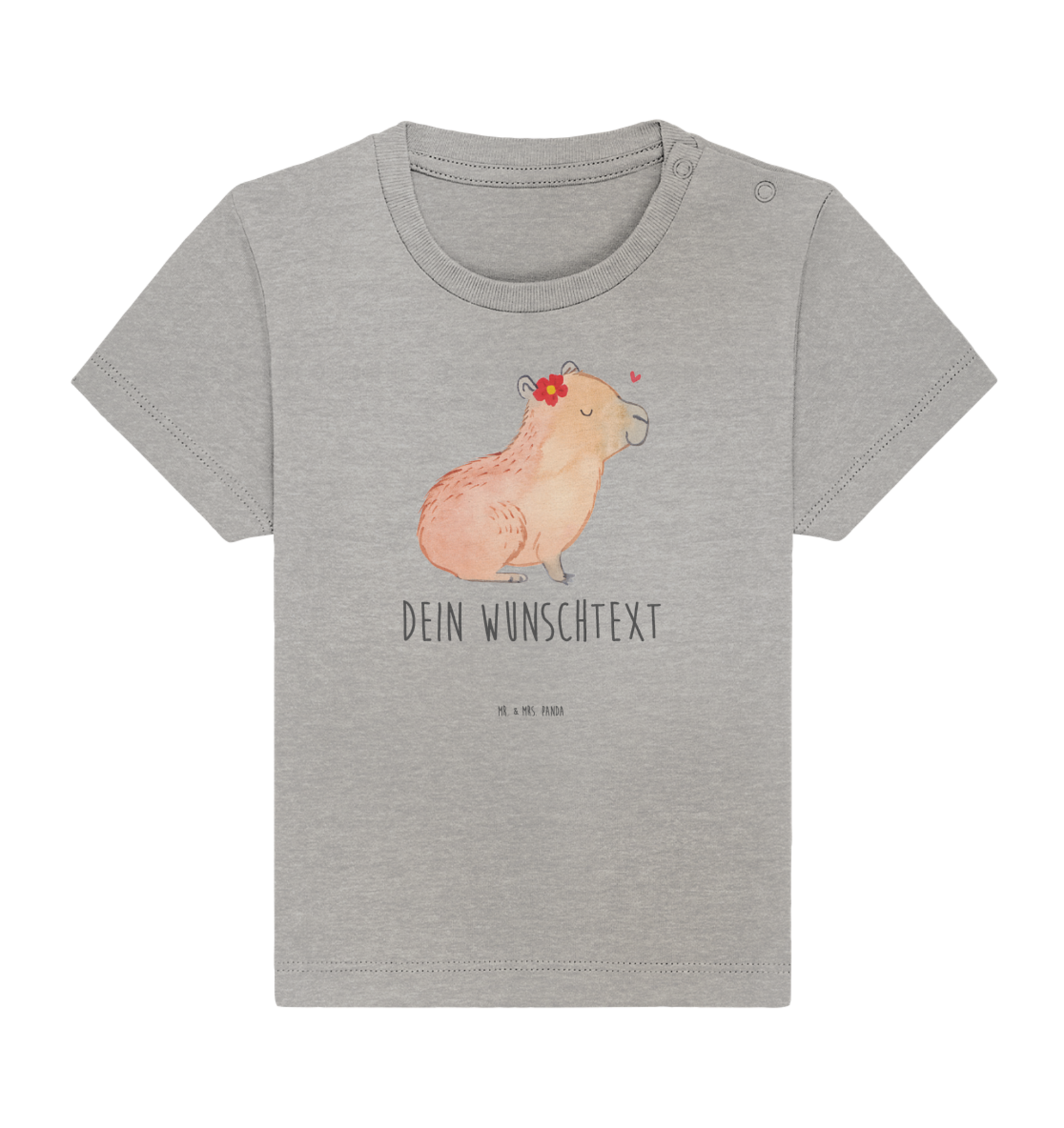 Personalisiertes Baby Shirt Capybara Blume