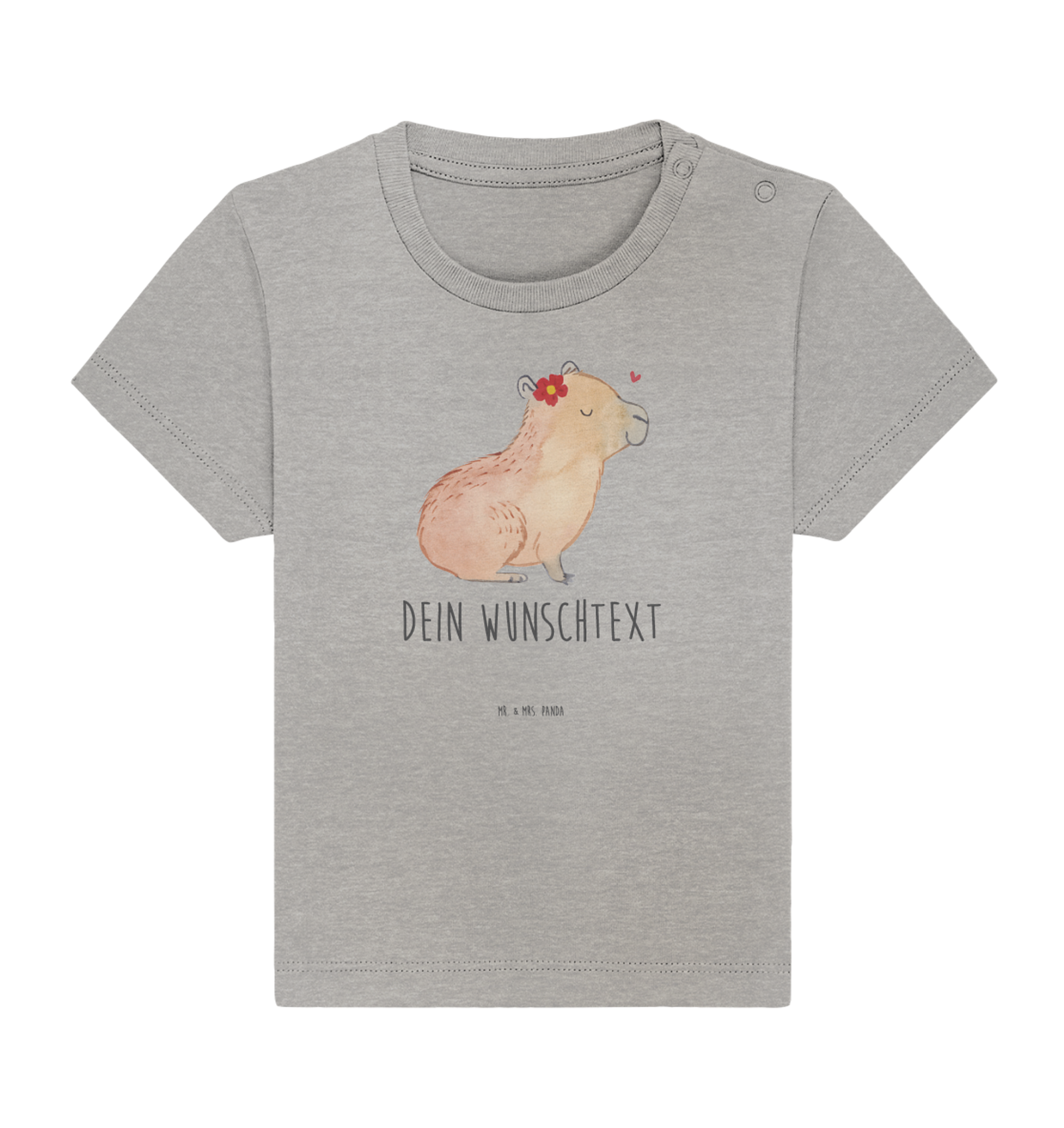 Personalisiertes Baby Shirt Capybara Blume