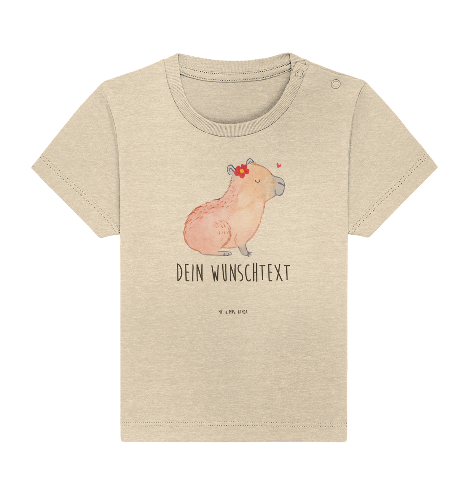 Personalisiertes Baby Shirt Capybara Blume