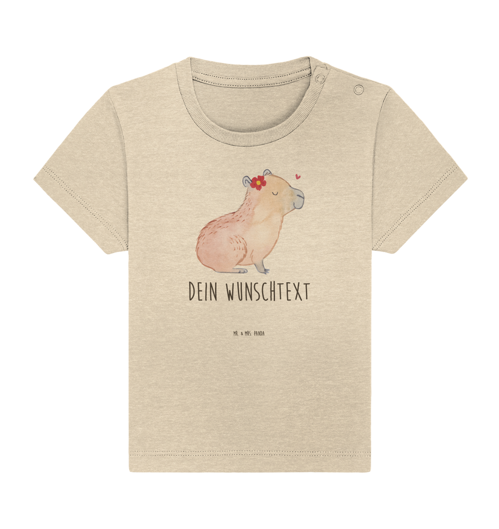 Personalisiertes Baby Shirt Capybara Blume