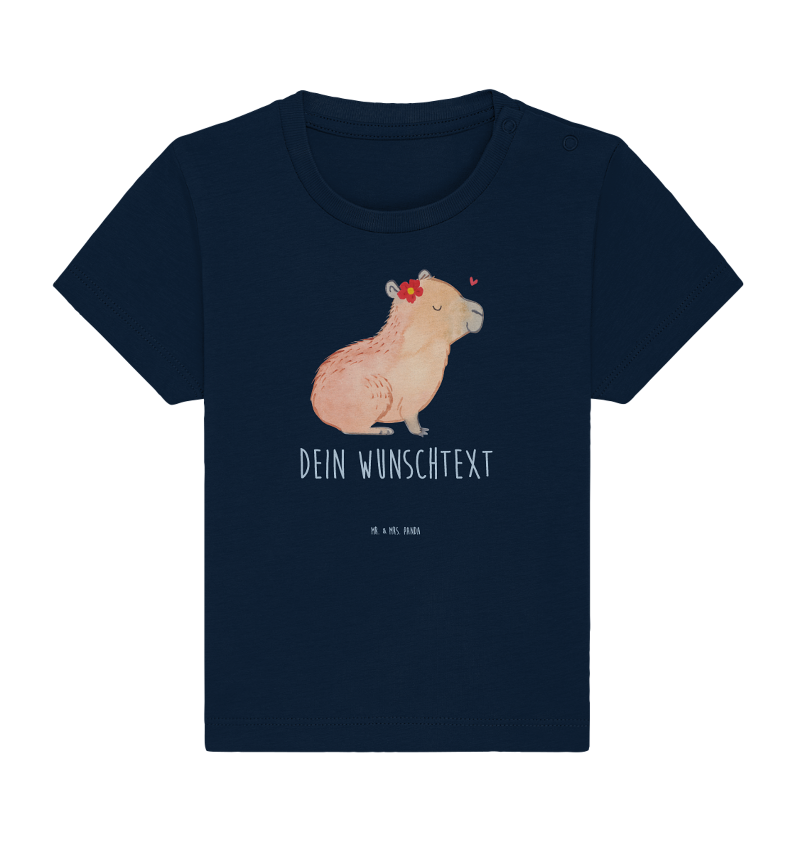 Personalisiertes Baby Shirt Capybara Blume