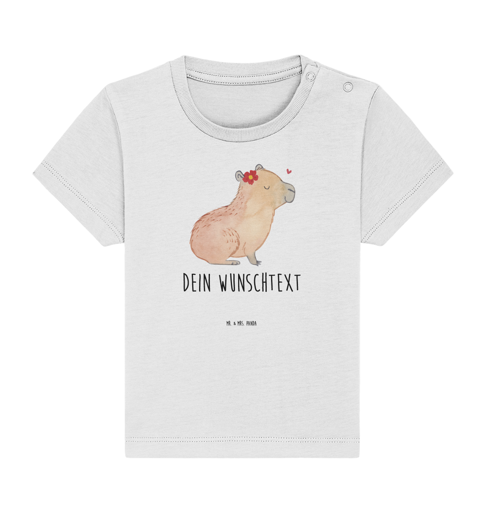 Personalisiertes Baby Shirt Capybara Blume