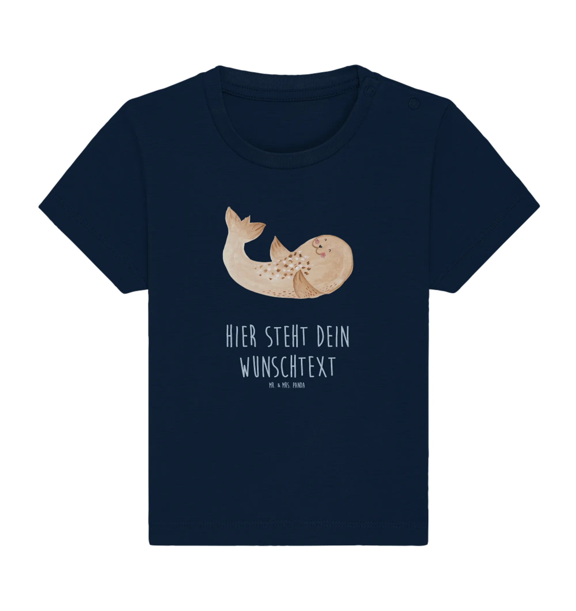 Personalisiertes Baby Shirt Robbe Liegen