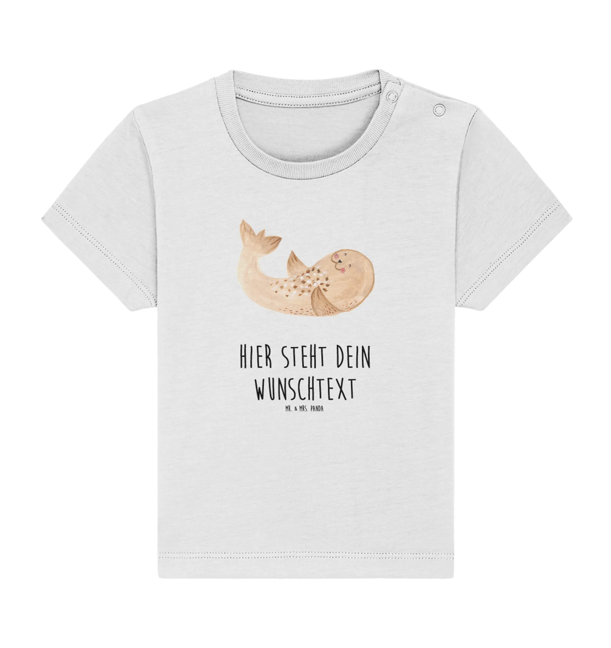 Personalisiertes Baby Shirt Robbe Liegen