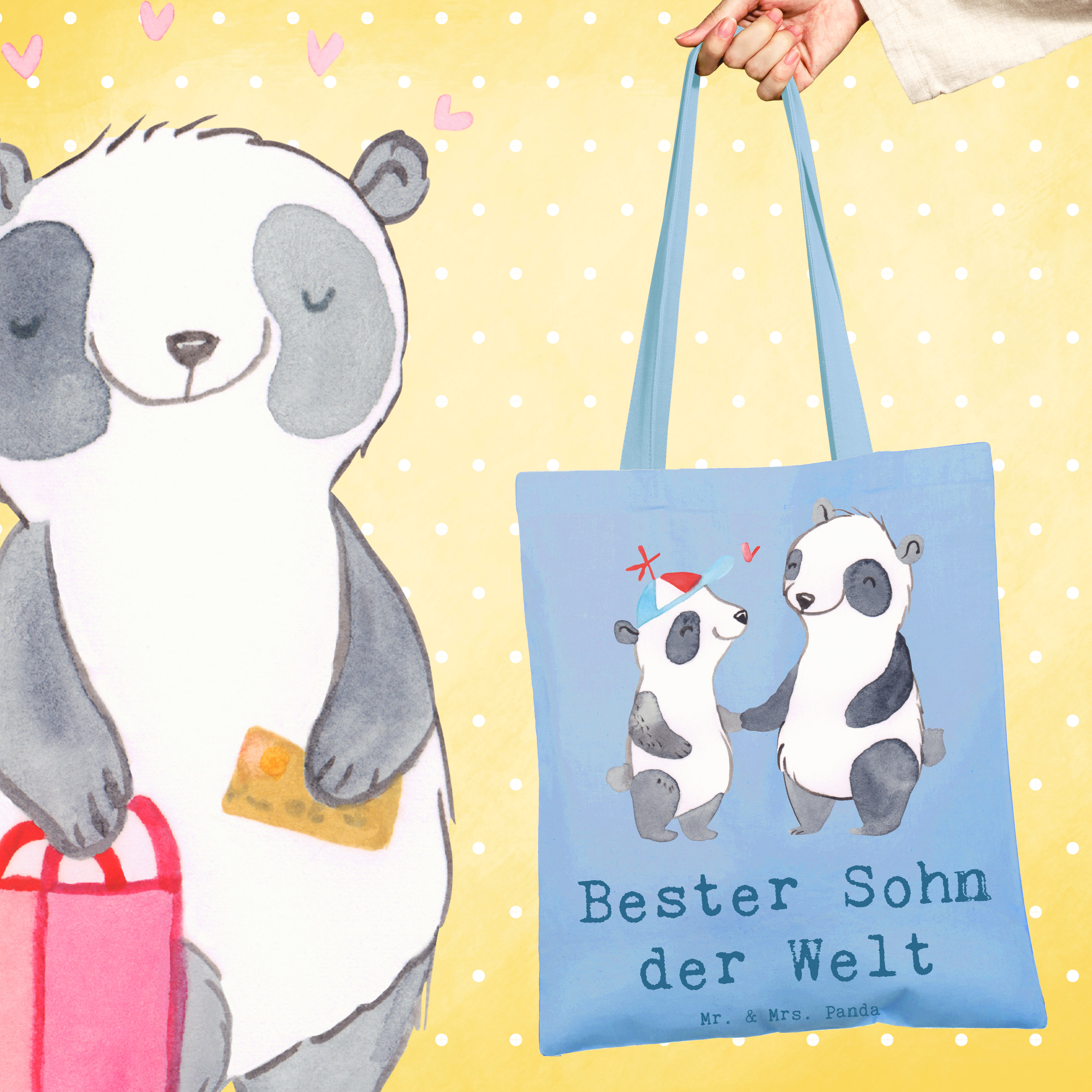 Tragetasche Panda Bester Sohn der Welt