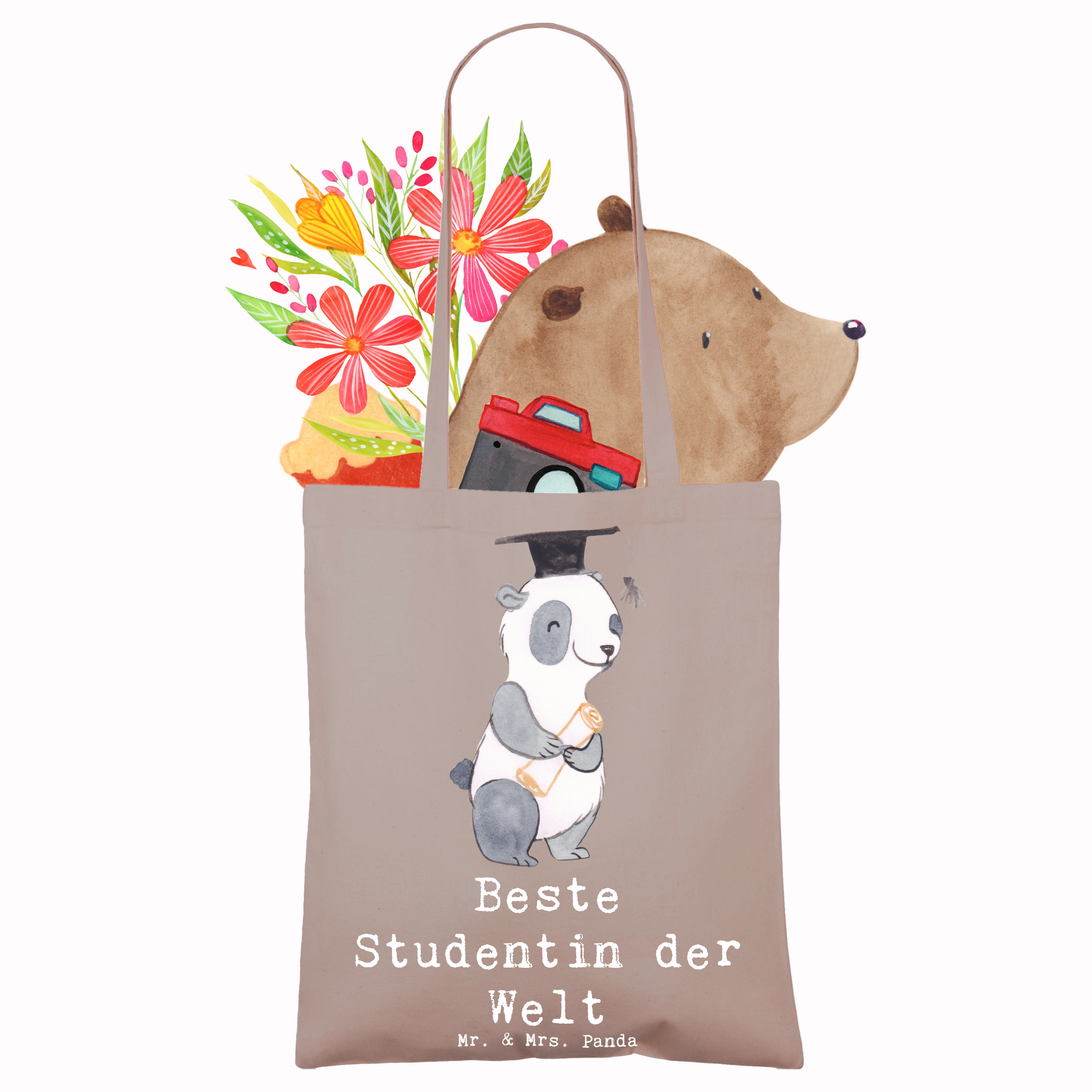 Tragetasche Panda Beste Studentin der Welt