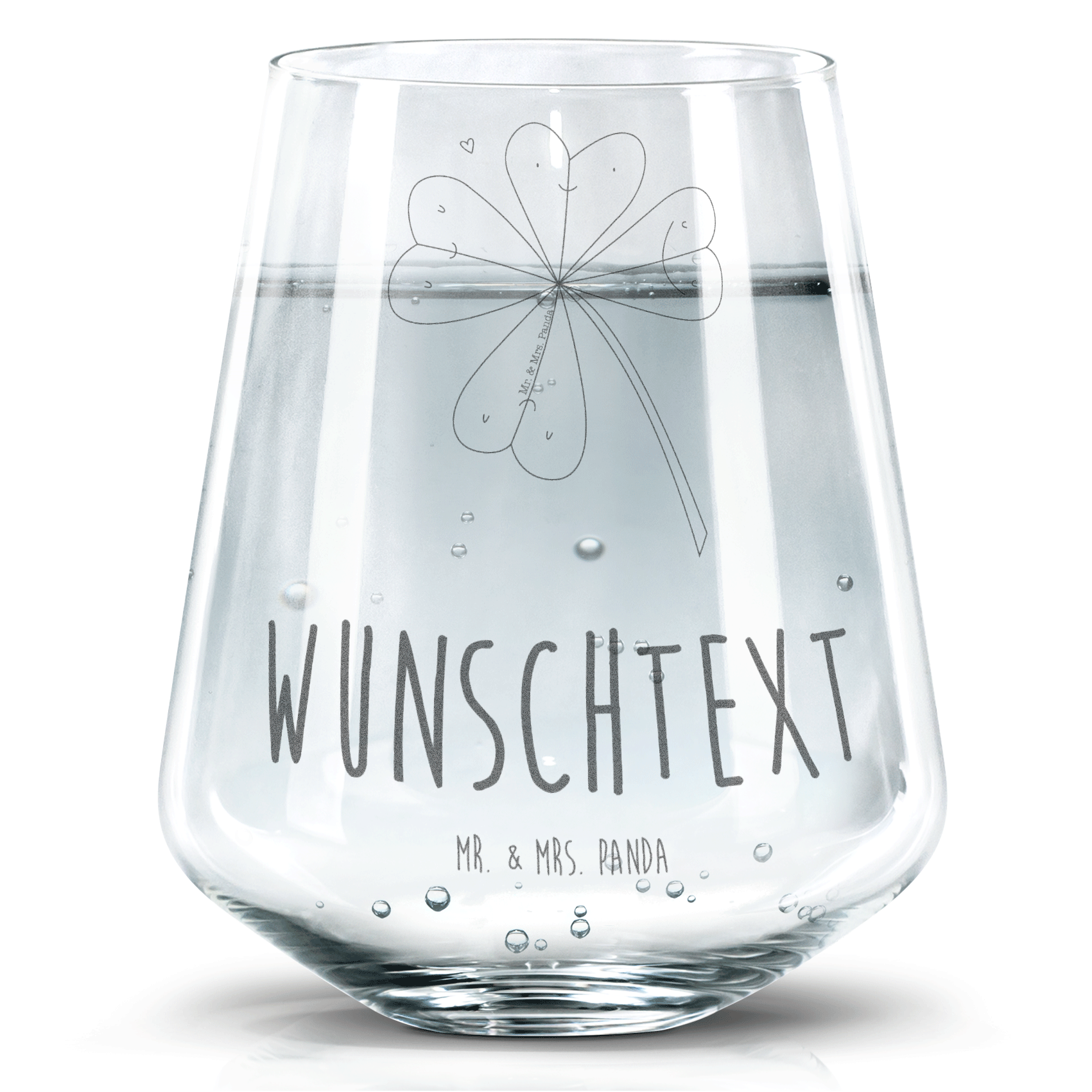 Personalisiertes Trinkglas Blume Kleeblatt Personalisierte Geschenke